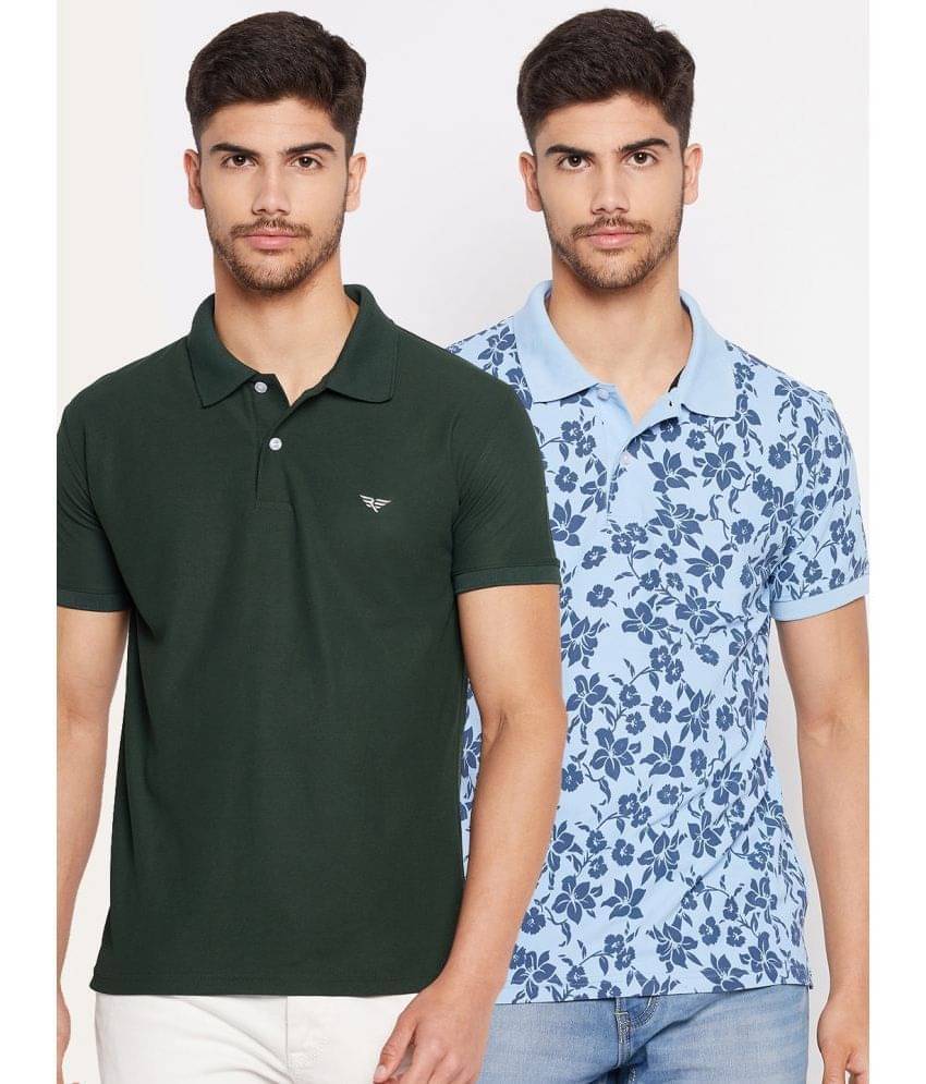 Riss Pack of 2 Polyester Regular Fit Printed Half Sleeves Men's Polo T Shirt ( Olive Green )     			Riss Pack of 2 Polyester Regular Fit Printed Half Sleeves Men's Polo T Shirt ( Olive Green )