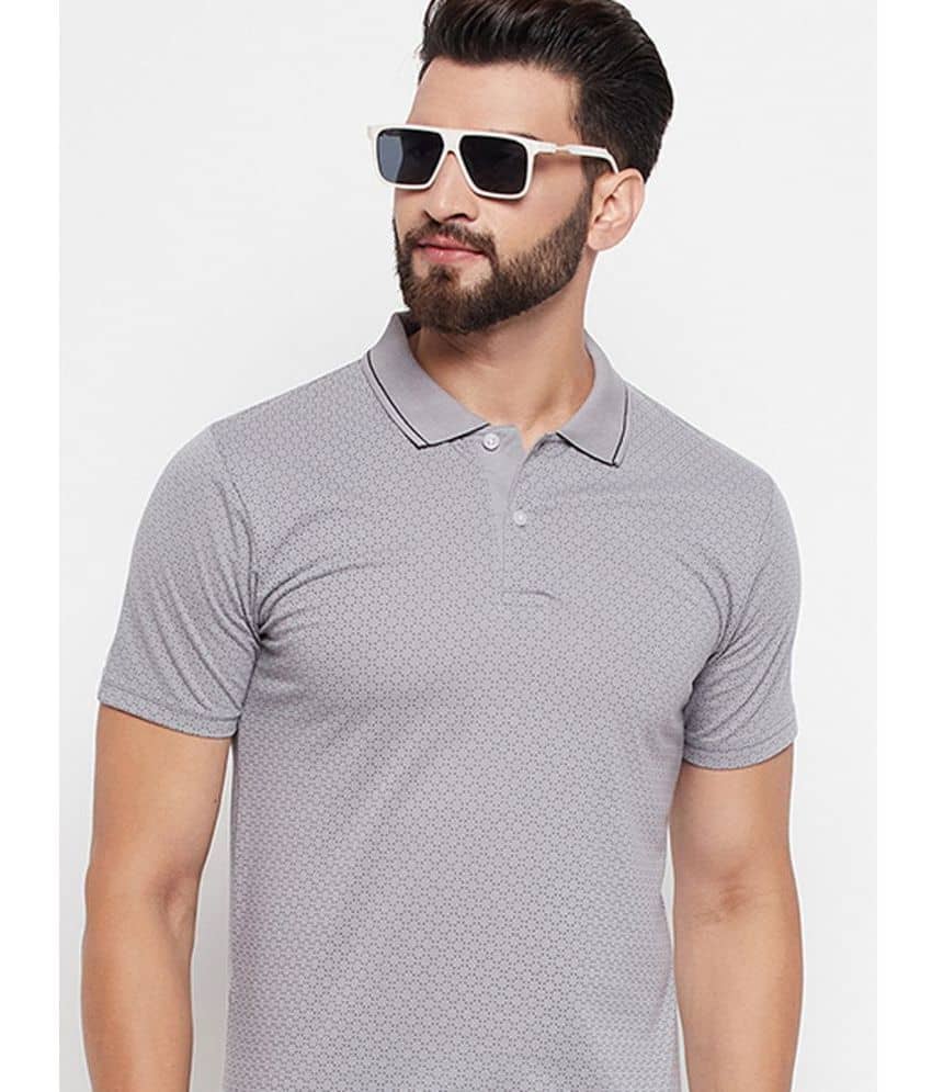 Riss Pack of 1 Polyester Regular Fit Printed Half Sleeves Men's Polo T Shirt ( Grey )
