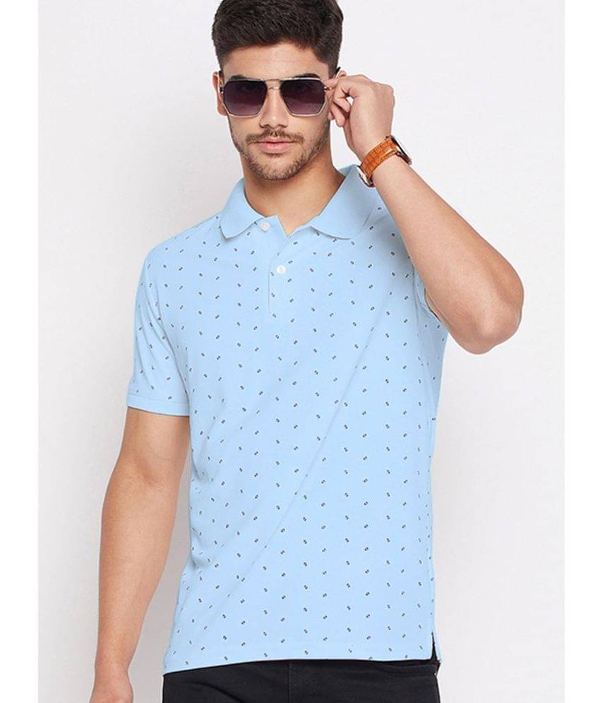     			Riss Pack of 1 Polyester Regular Fit Printed Half Sleeves Men's Polo T Shirt ( Sky Blue )