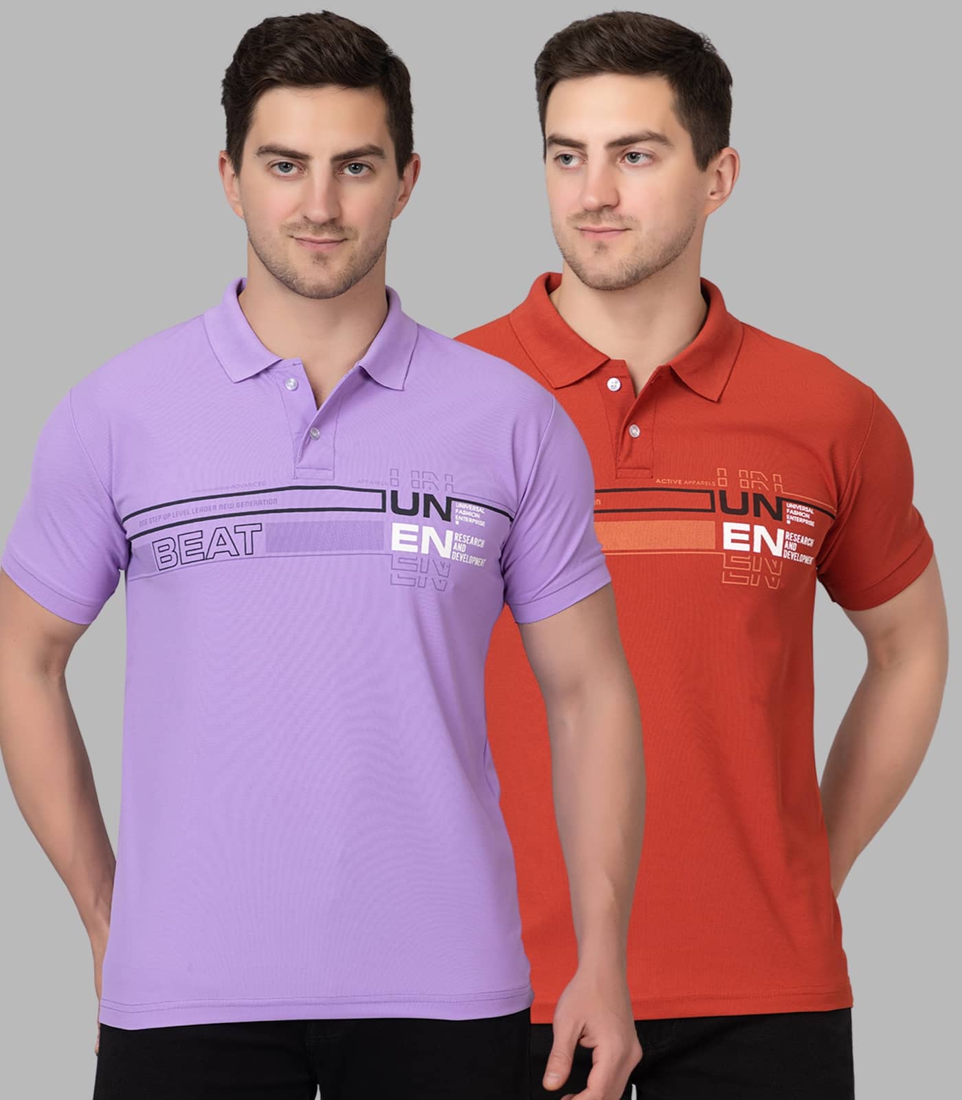 Zeffit Pack of 2 Polyester Regular Fit Printed Half Sleeves Men's Polo T Shirt ( Multicolor )