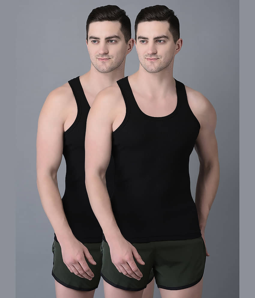 Dollar Bigboss Men's Grey Pack of 2 Solid Combed Cotton Vest - Nightwear & Loungewear | Buy online on ZillyBuy