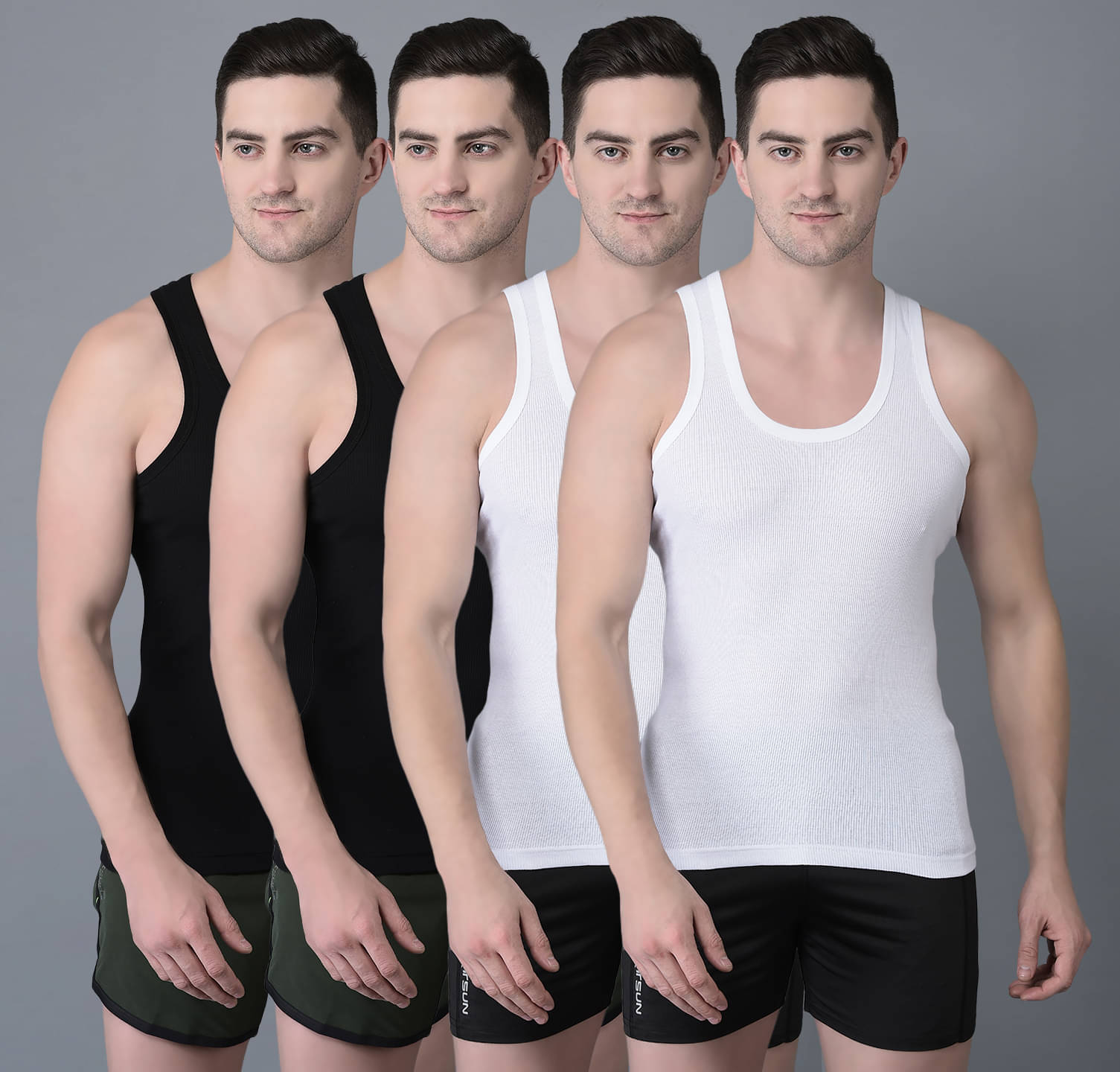 Dollar Bigboss Men's Pack of 4 Solid Combed Cotton Vest Dollar Bigboss Men's Pack of 4 Solid Combed Cotton Vest