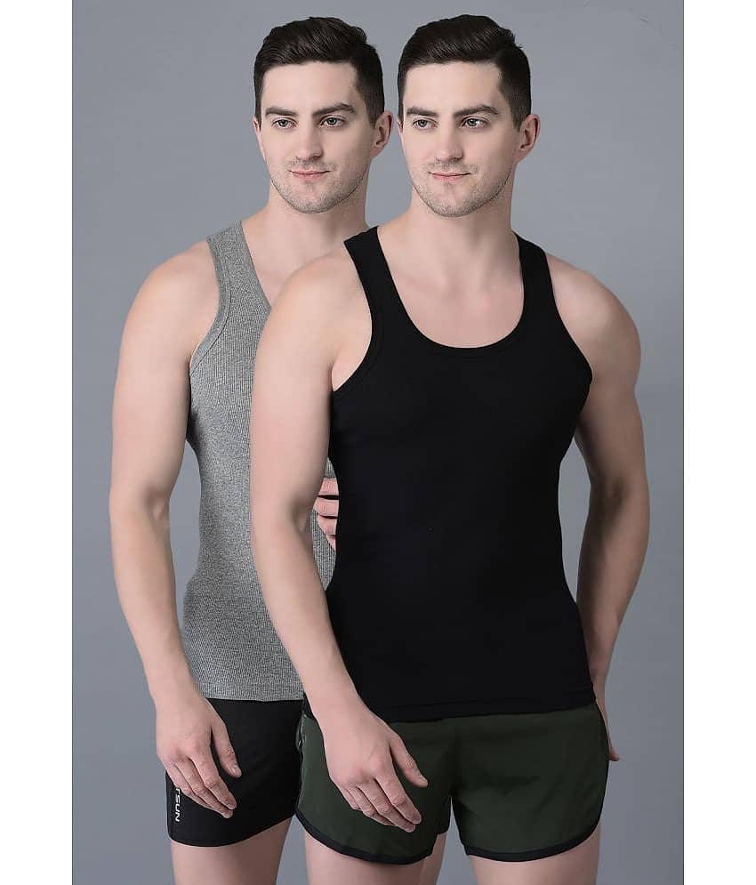 Dollar Bigboss Men's Pack of 2 Solid Combed Cotton Vest - Nightwear & Loungewear | Buy online on ZillyBuy