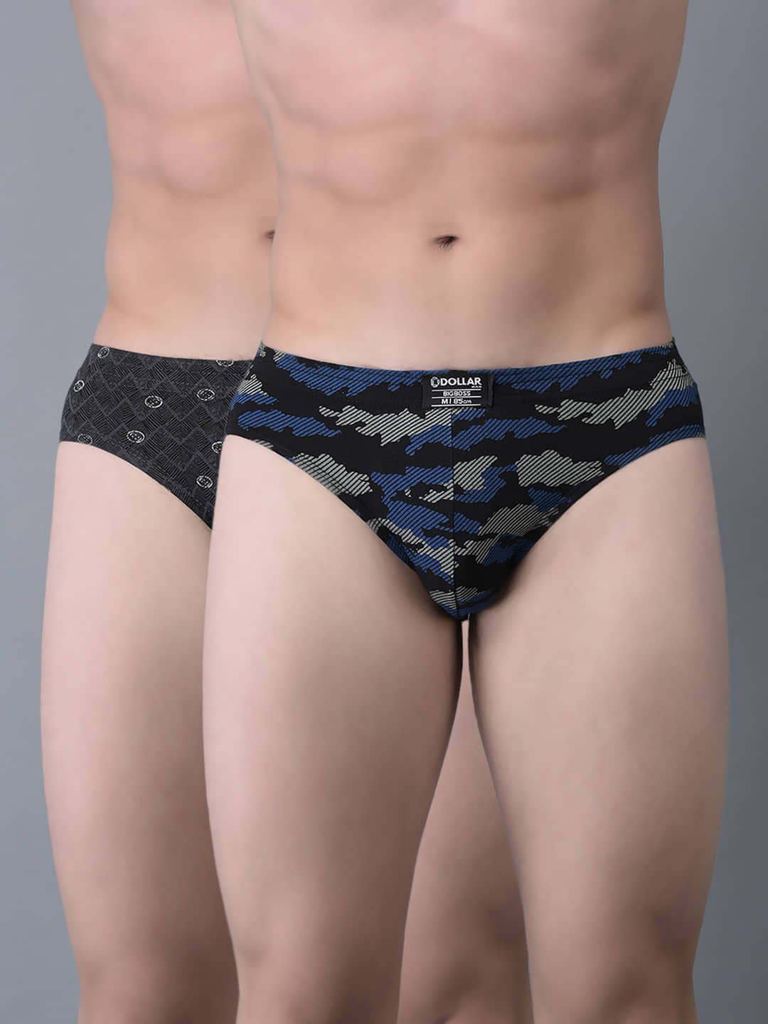 Dollar Bigboss Men's Pack of 2 Soft Combed Cotton Printed Brief (Colour May Vary)