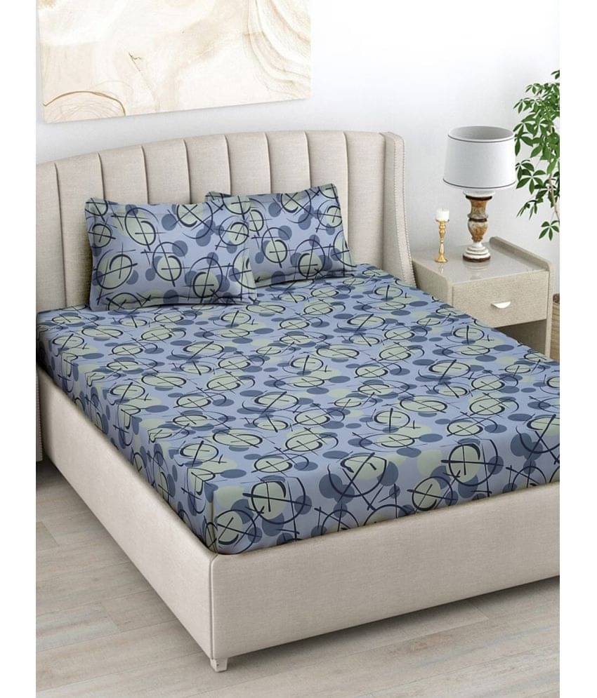     			FABINALIV Poly Cotton 1 Double Bedsheet with 2 Pillow Covers ( Sky Blue )