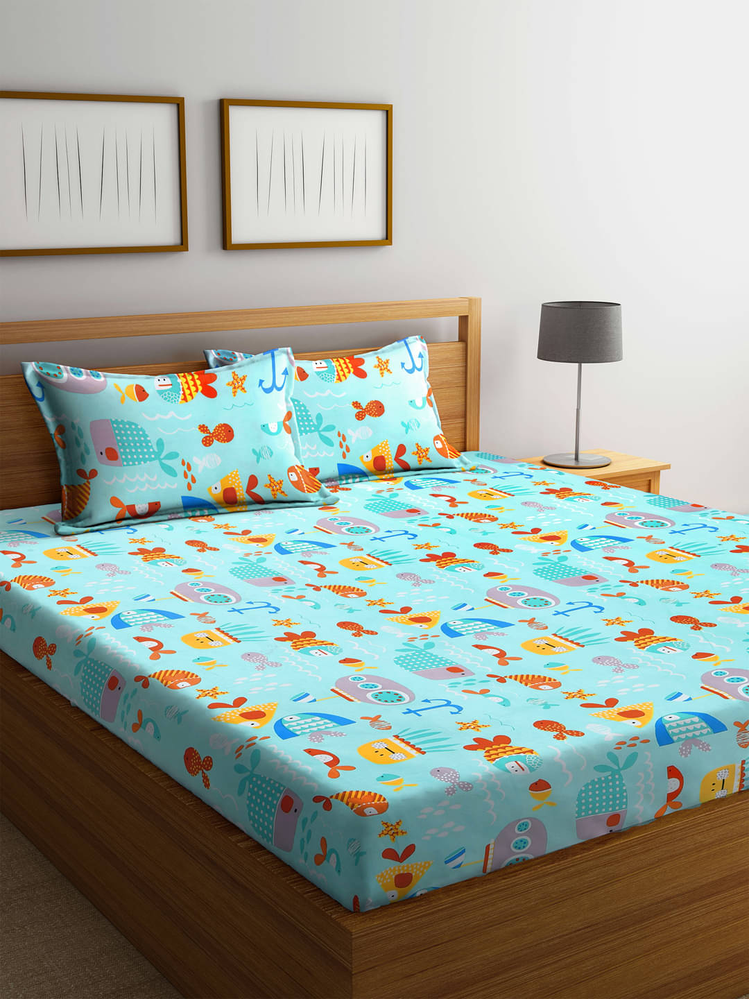FABINALIV Poly Cotton 1 Double Bedsheet with 2 Pillow Covers ( Turquoise ) FABINALIV Poly Cotton 1 Double Bedsheet with 2 Pillow Covers ( Turquoise )