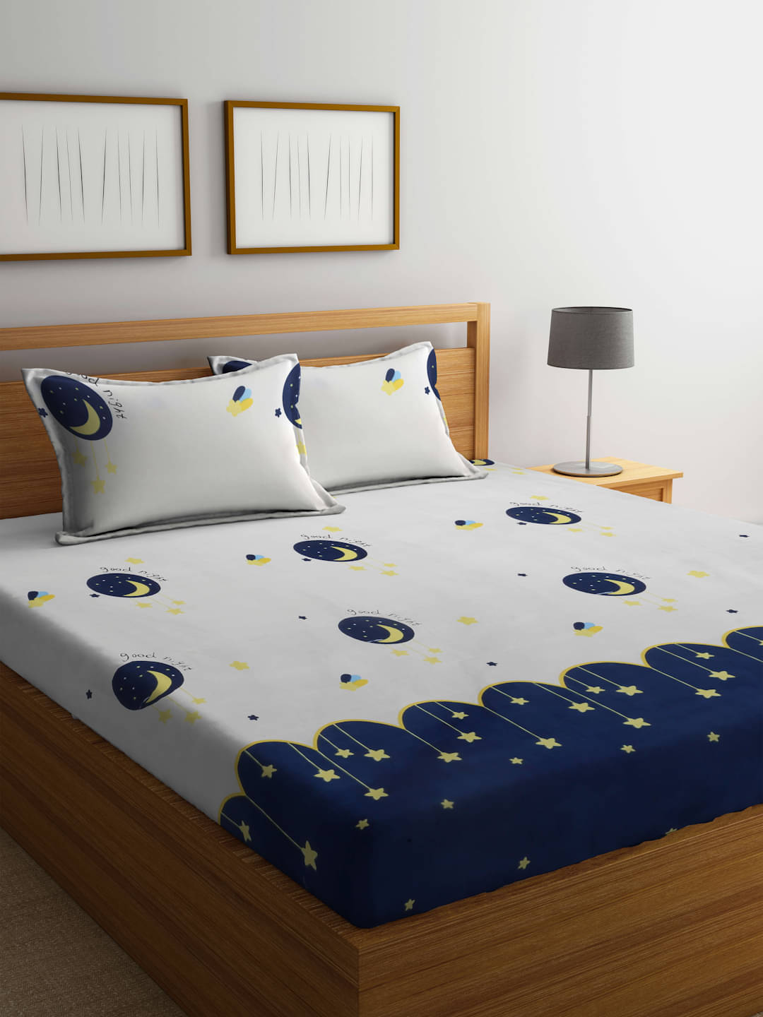     			FABINALIV Poly Cotton 1 Double Bedsheet with 2 Pillow Covers ( White )