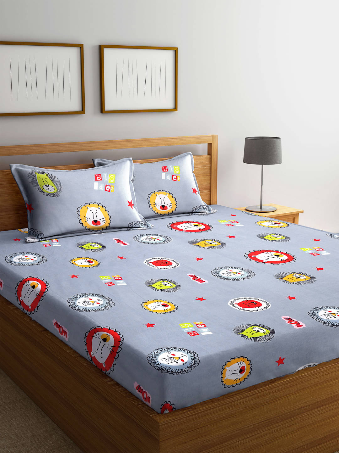    			FABINALIV Poly Cotton 1 Double Bedsheet with 2 Pillow Covers ( Gray )