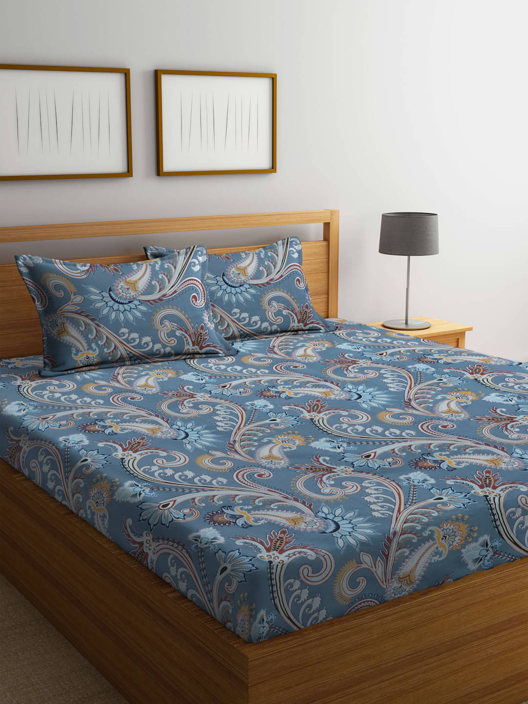 FABINALIV Poly Cotton 1 Double Bedsheet with 2 Pillow Covers ( Dark Blue )     			FABINALIV Poly Cotton 1 Double Bedsheet with 2 Pillow Covers ( Dark Blue )