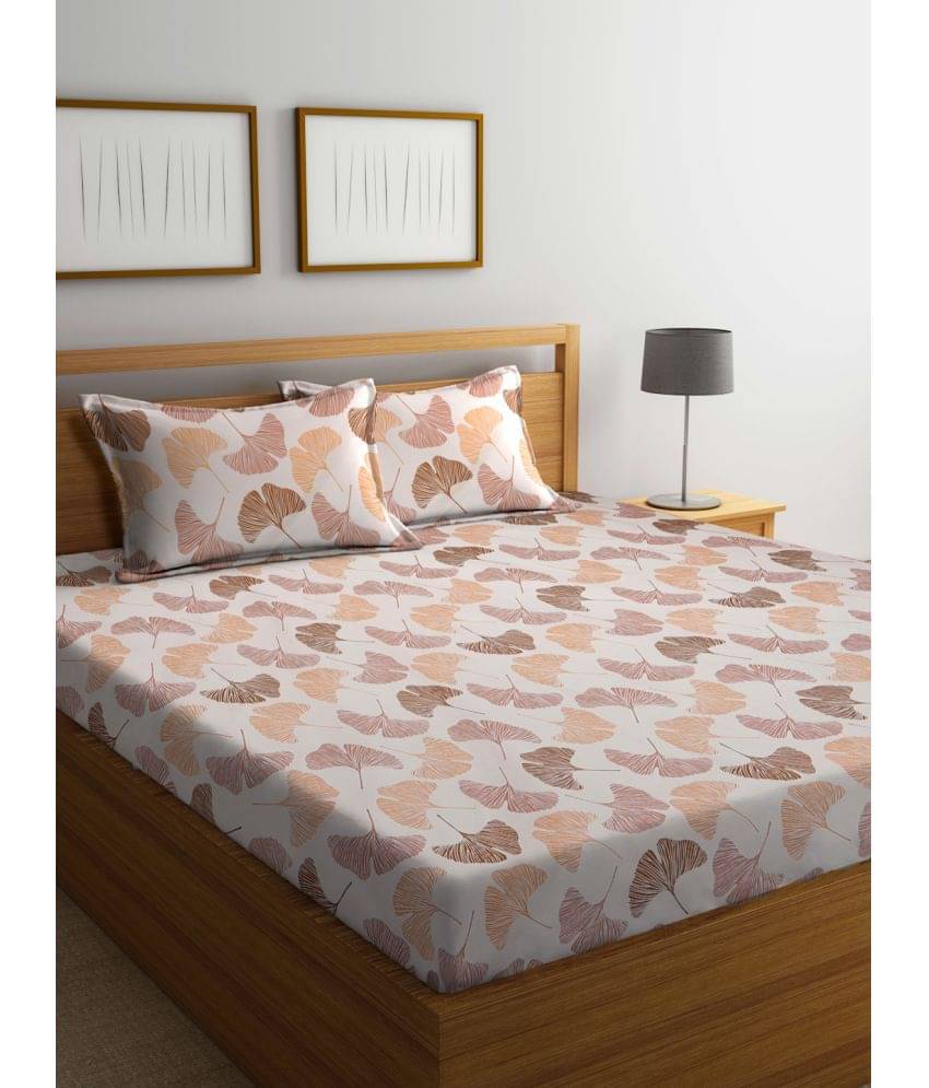     			FABINALIV Poly Cotton 1 Double Bedsheet with 2 Pillow Covers ( Beige )