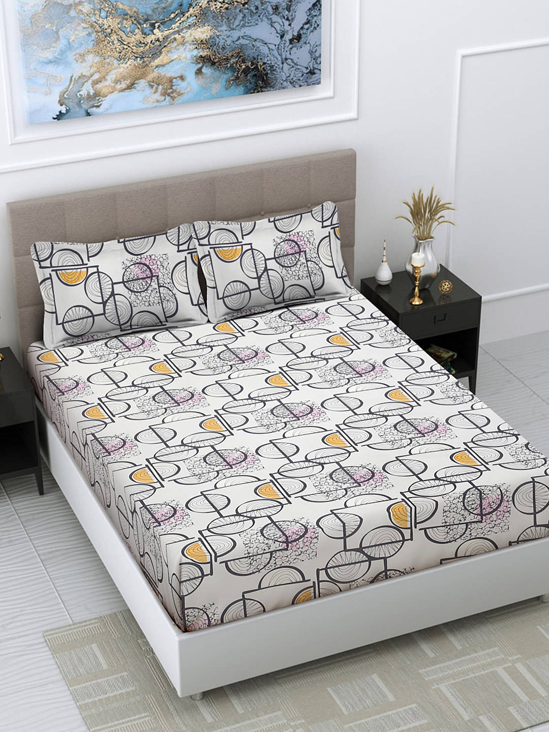 FABINALIV Poly Cotton 1 Double Bedsheet with 2 Pillow Covers ( Off White ) FABINALIV Poly Cotton 1 Double Bedsheet with 2 Pillow Covers ( Off White )