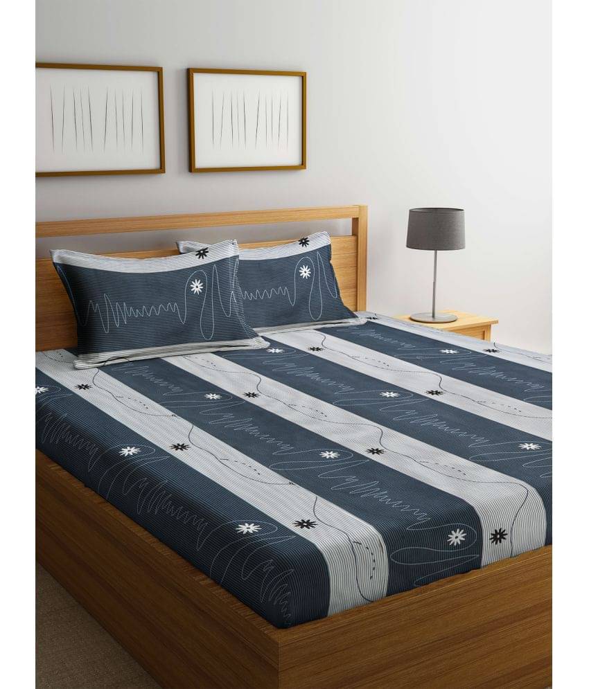     			FABINALIV Poly Cotton 1 Double Bedsheet with 2 Pillow Covers ( Gray )