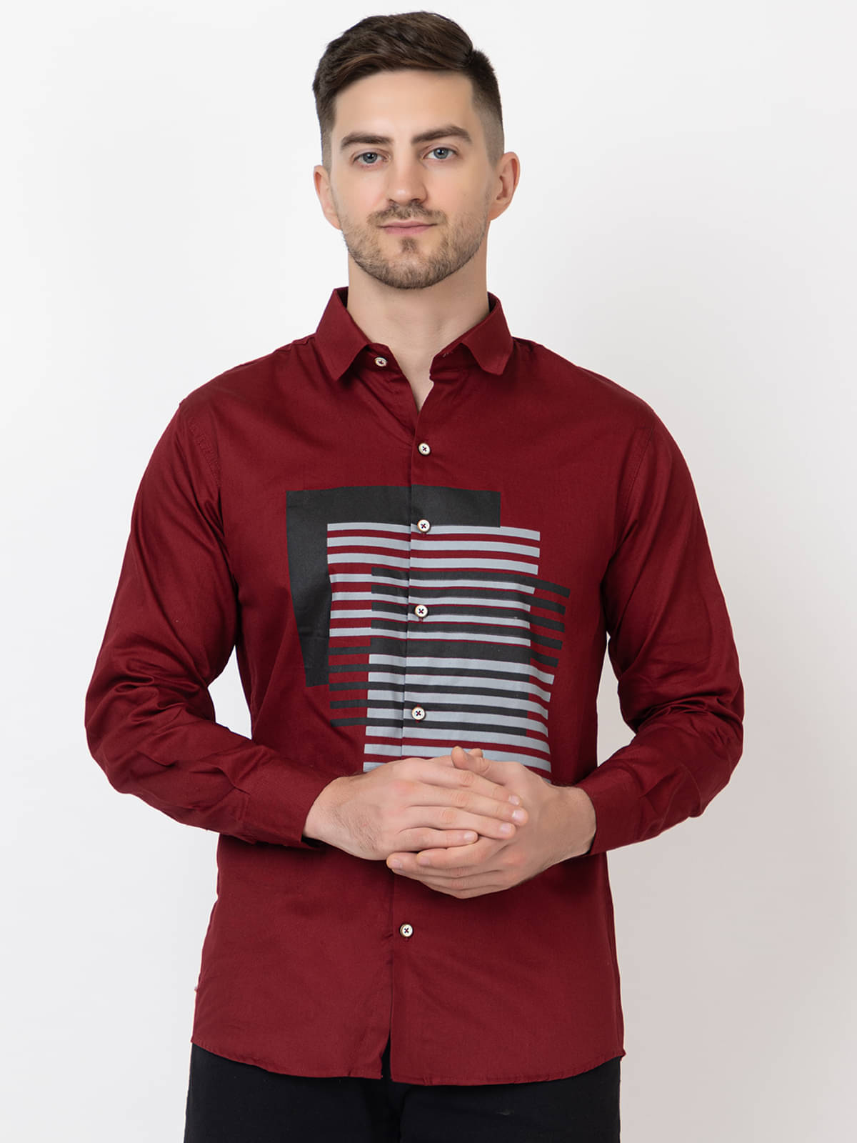 FREKMAN 100% Cotton Regular Fit Striped Full Sleeves Men's Casual Shirt - Maroon ( Pack of 1 ) FREKMAN 100% Cotton Regular Fit Striped Full Sleeves Men's Casual Shirt - Maroon ( Pack of 1 )