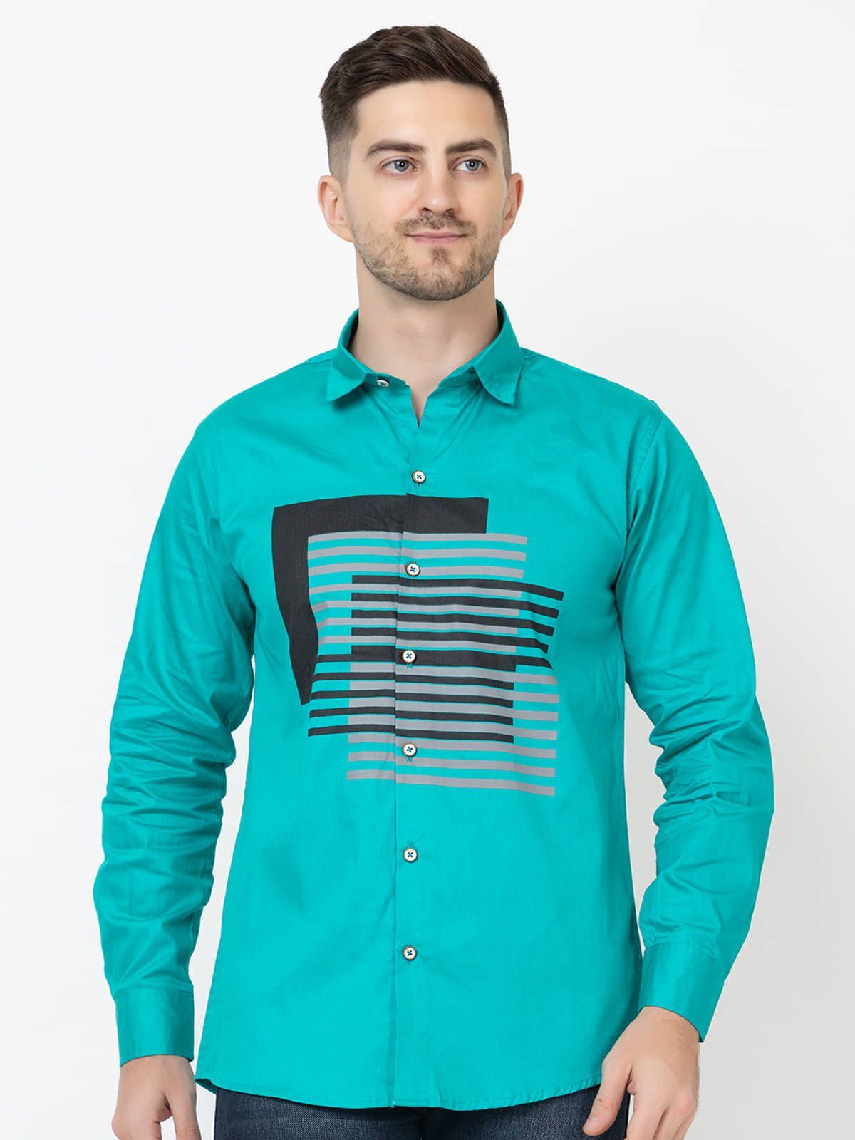 FREKMAN 100% Cotton Regular Fit Striped Full Sleeves Men's Casual Shirt - Mint Green ( Pack of 1 ) FREKMAN 100% Cotton Regular Fit Striped Full Sleeves Men's Casual Shirt - Mint Green ( Pack of 1 )
