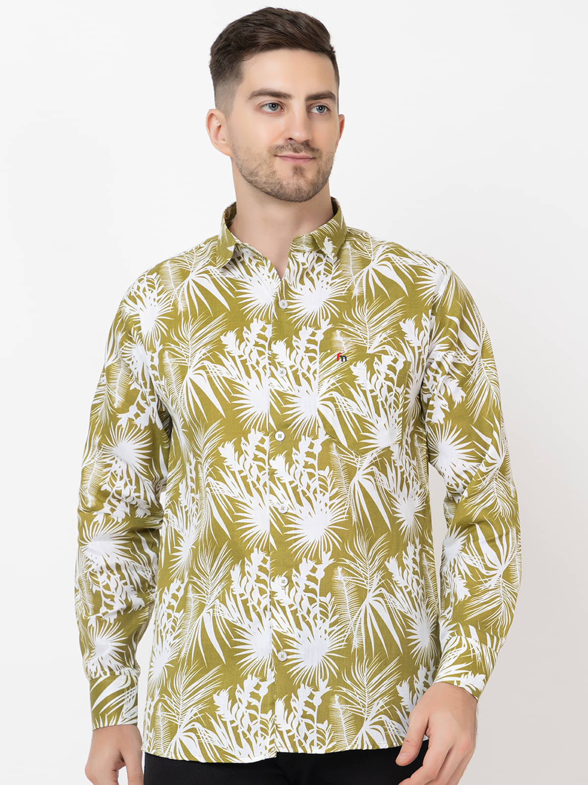     			FREKMAN 100% Cotton Regular Fit Printed Full Sleeves Men's Casual Shirt - Yellow ( Pack of 1 )