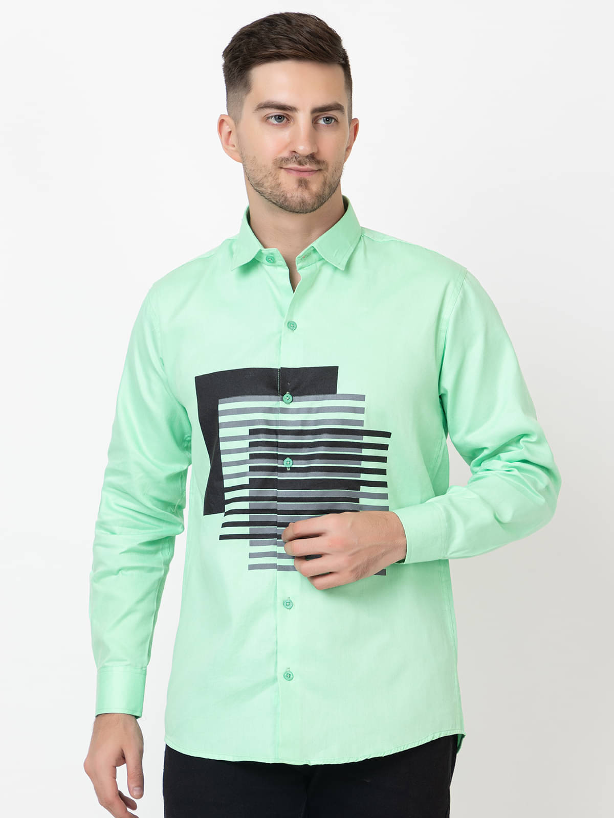 FREKMAN 100% Cotton Regular Fit Solids Full Sleeves Men's Casual Shirt - Green ( Pack of 1 )     			FREKMAN 100% Cotton Regular Fit Solids Full Sleeves Men's Casual Shirt - Green ( Pack of 1 )
