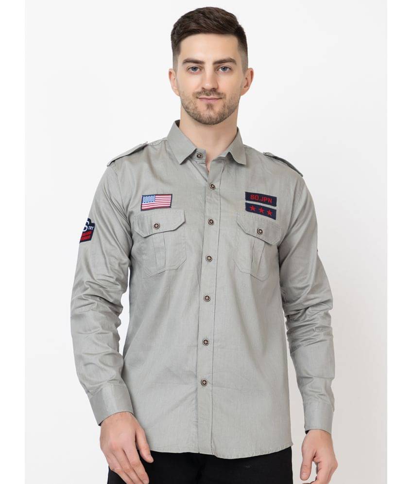 FREKMAN 100% Cotton Regular Fit Solids Full Sleeves Men's Casual Shirt - Grey ( Pack of 1 ) FREKMAN 100% Cotton Regular Fit Solids Full Sleeves Men's Casual Shirt - Grey ( Pack of 1 )