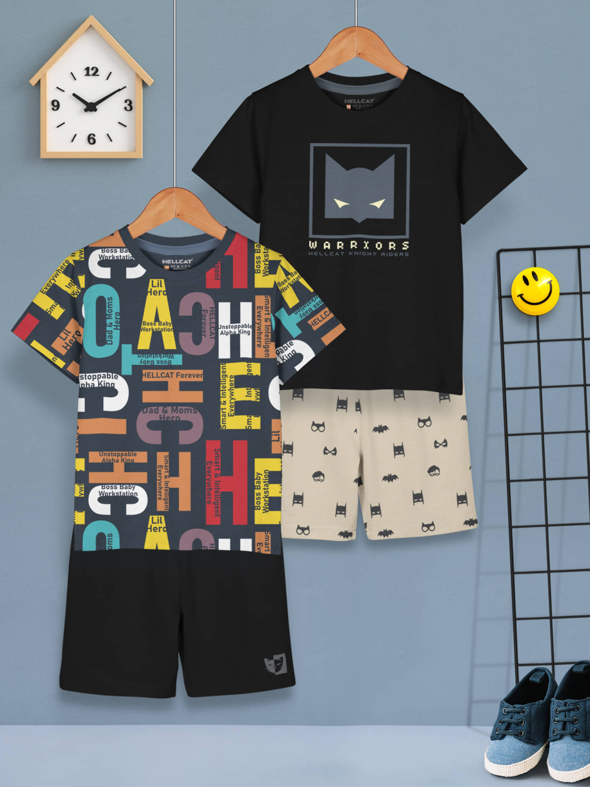     			HELLCAT Pack of 2 Baby Boys Corduroy T-Shirt & Shorts ( Black )