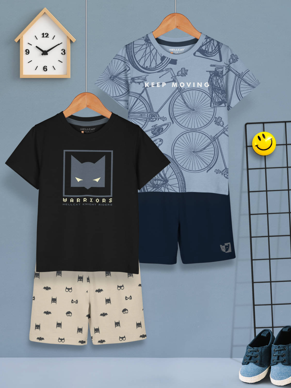     			HELLCAT Pack of 2 Baby Boys Cotton Blend T-Shirt & Shorts ( Black )
