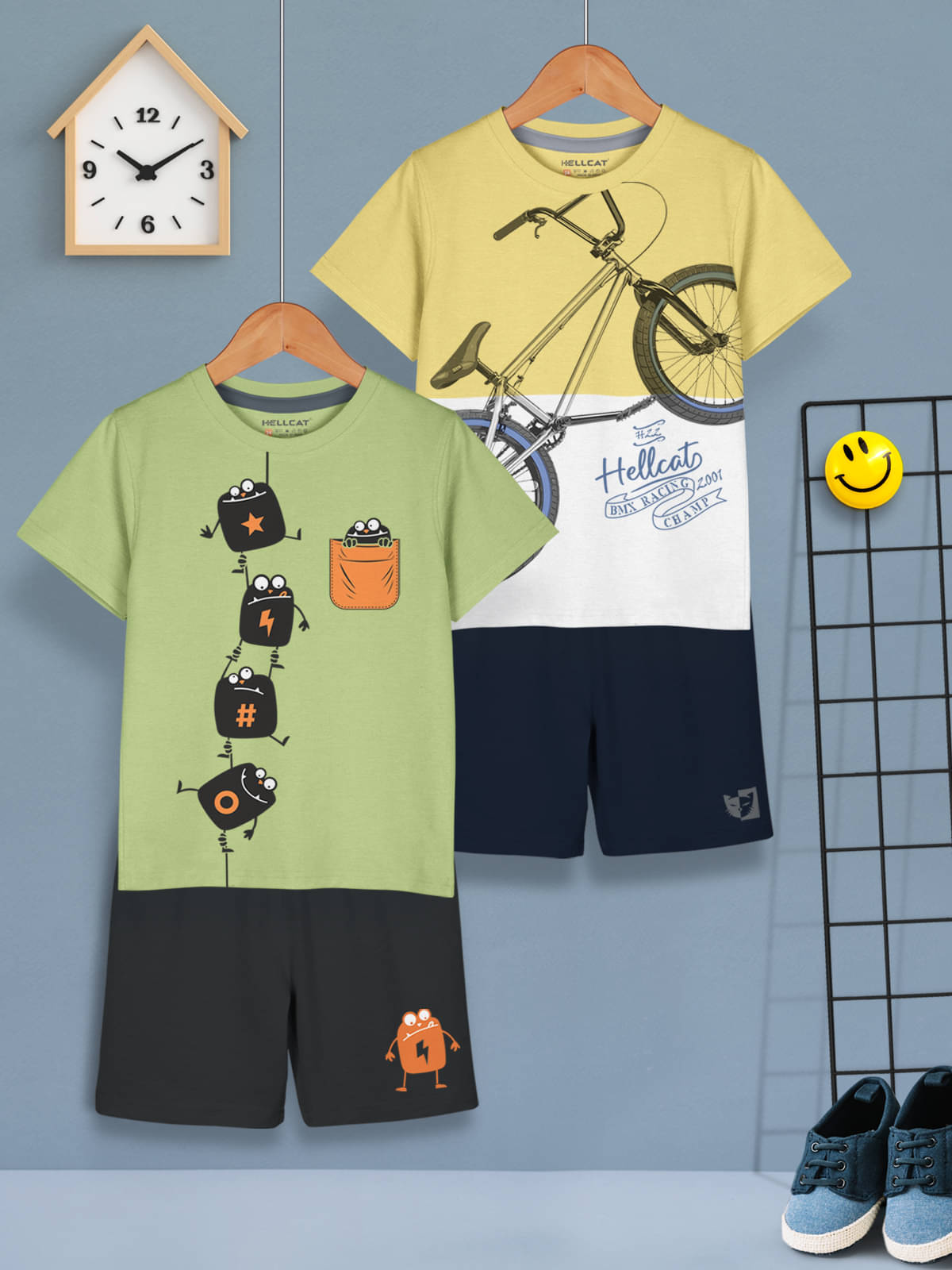     			HELLCAT Pack of 2 Baby Boys Corduroy T-Shirt & Shorts ( Green )