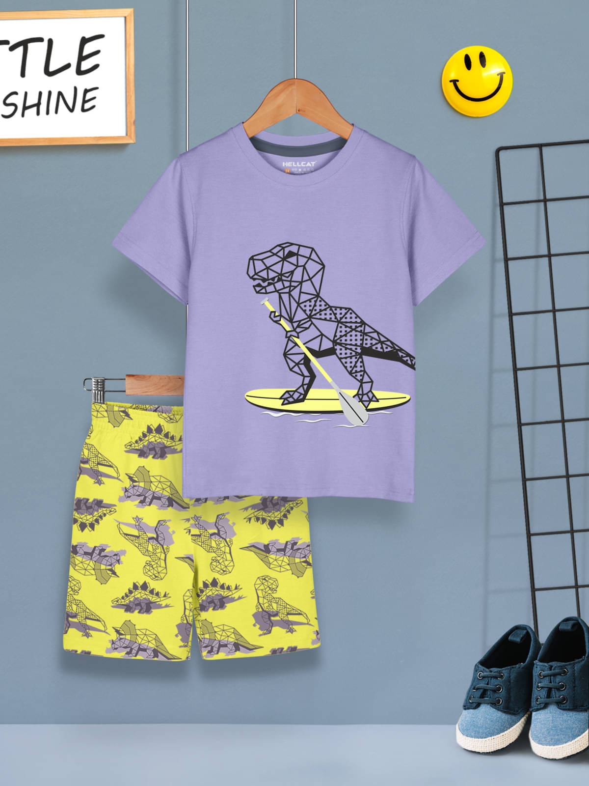     			HELLCAT Pack of 1 Baby Boys Cotton Blend T-Shirt & Shorts ( Lavender )