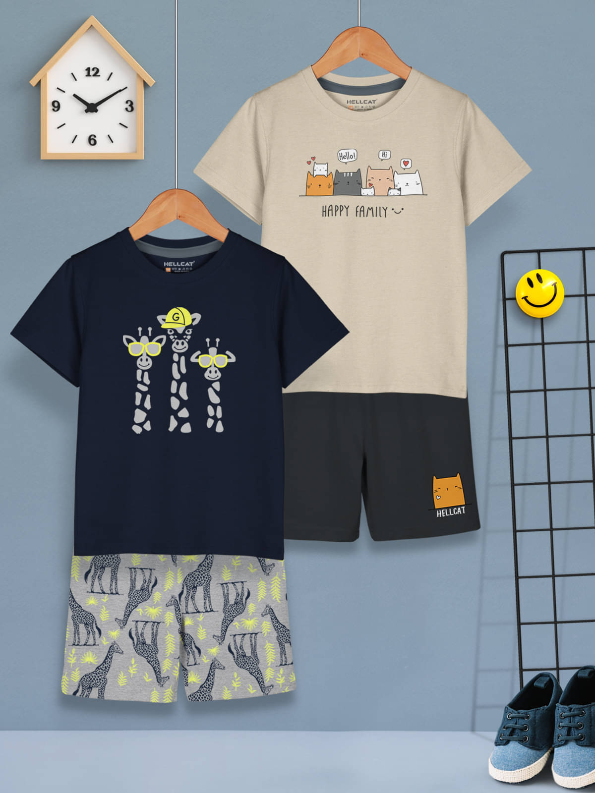     			HELLCAT Pack of 2 Baby Boys Cotton Blend T-Shirt & Shorts ( Navy )