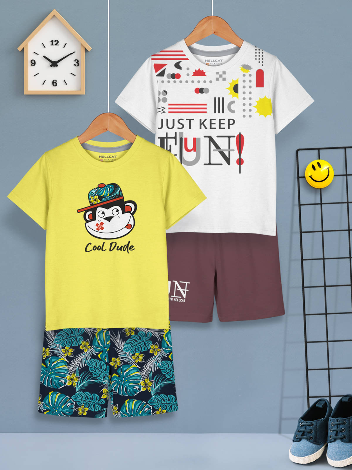     			HELLCAT Pack of 2 Baby Boys Corduroy T-Shirt & Shorts ( Yellow )