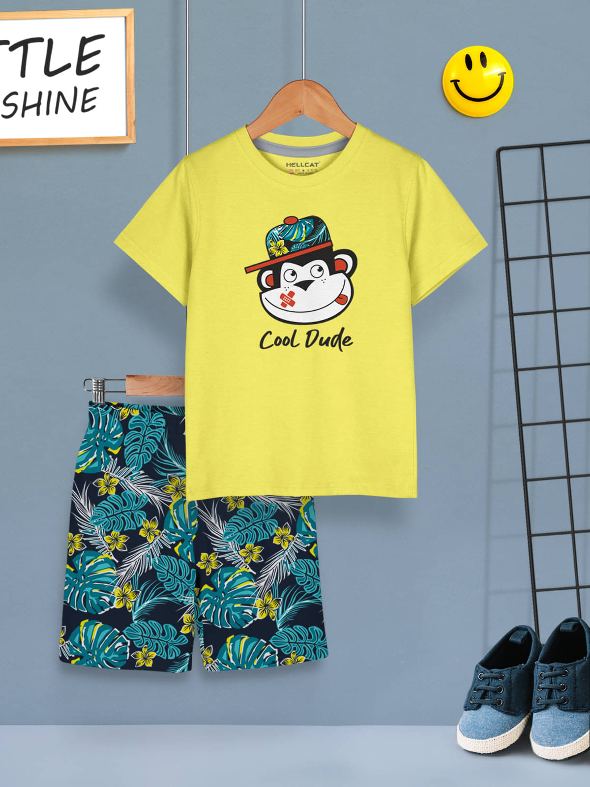     			HELLCAT Pack of 1 Boys Cotton Blend T-Shirt & Shorts Set ( Yellow )