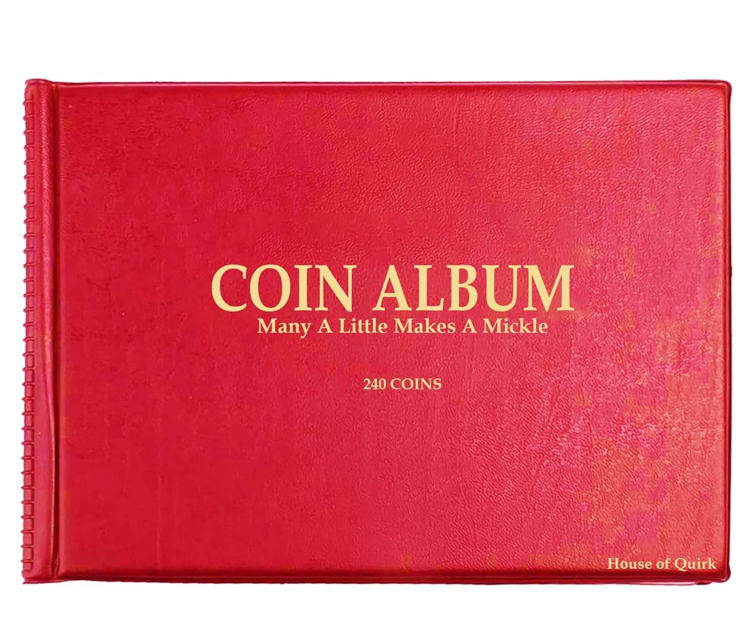 House of Quirk 240 Pockets Coin Holder Collection Coin Storage Album Book for Collectors, Money Penny Pocket (Red)