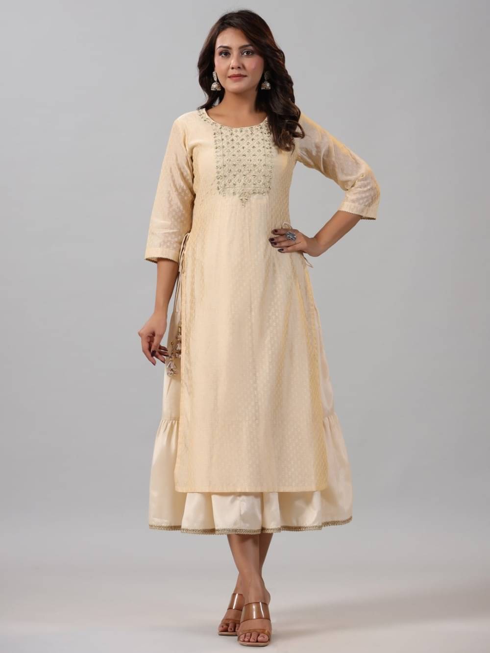 Juniper Women Silk Blend Printed Fit & Flare Dress ( Gold ) Juniper Women Silk Blend Printed Fit & Flare Dress ( Gold )