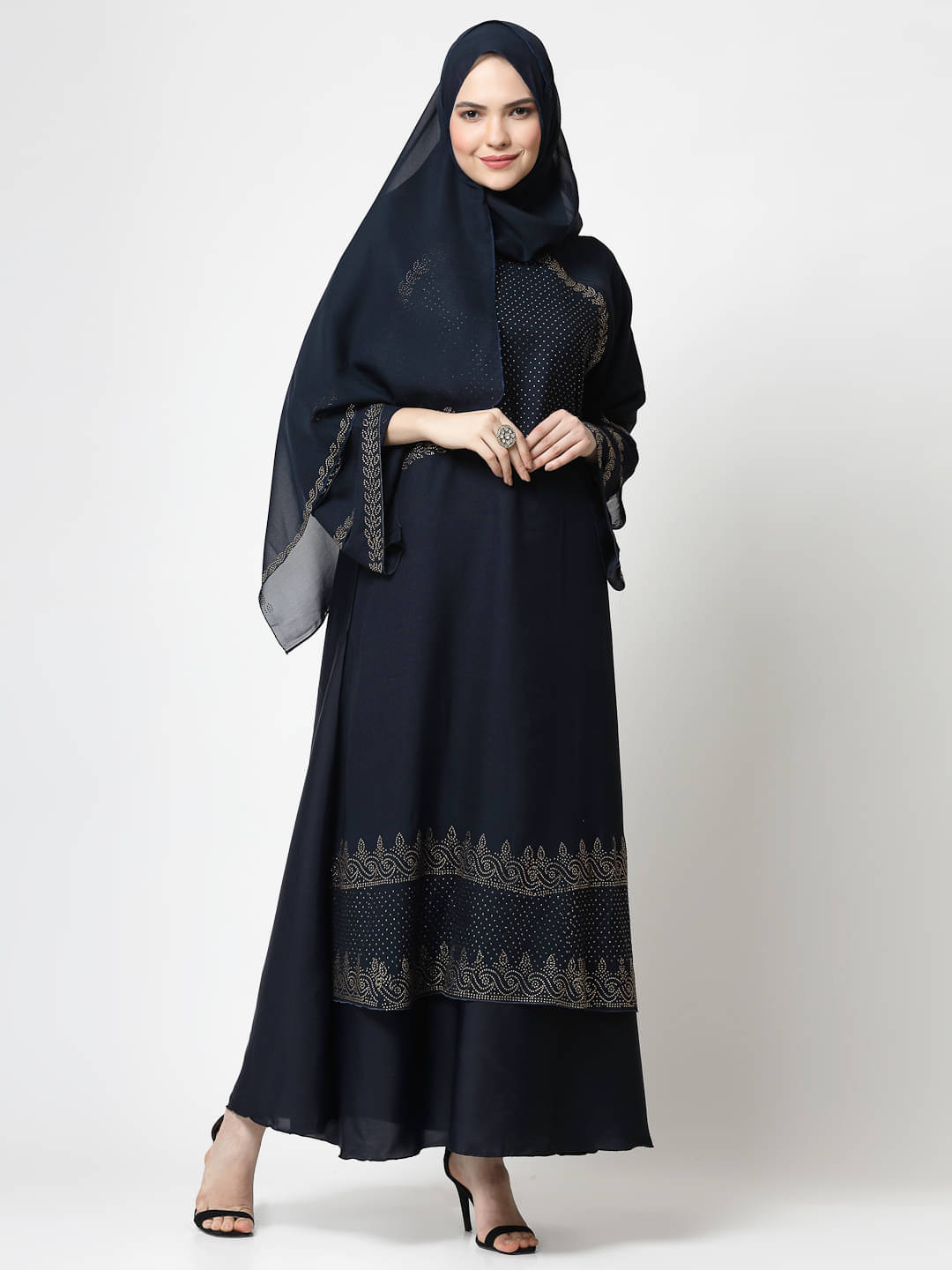 Klotthe Blue Polyester Unstitched Burqas without Hijab - Single     			Klotthe Blue Polyester Unstitched Burqas without Hijab - Single