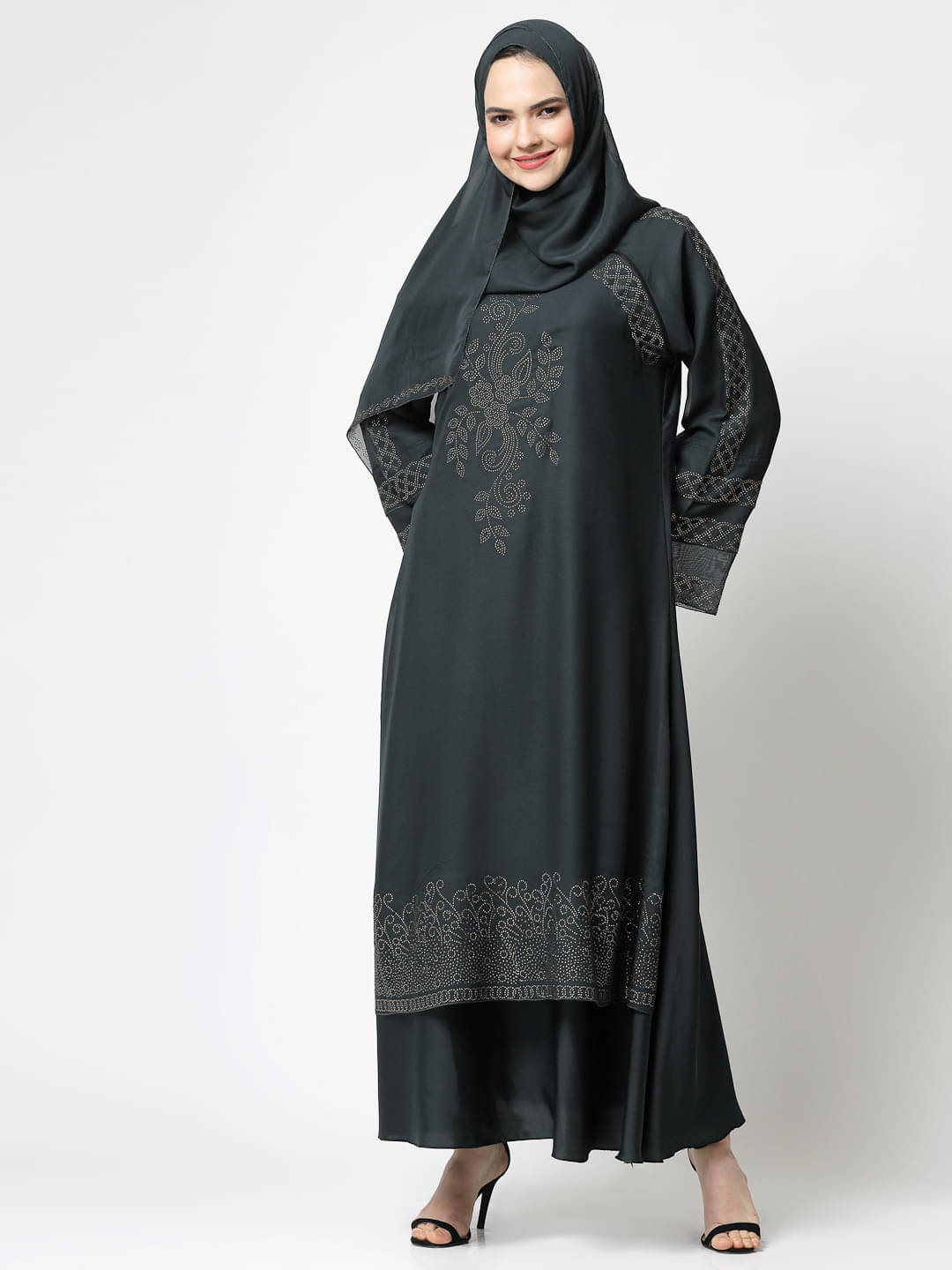     			Klotthe Grey Polyester Unstitched Burqas without Hijab - Single