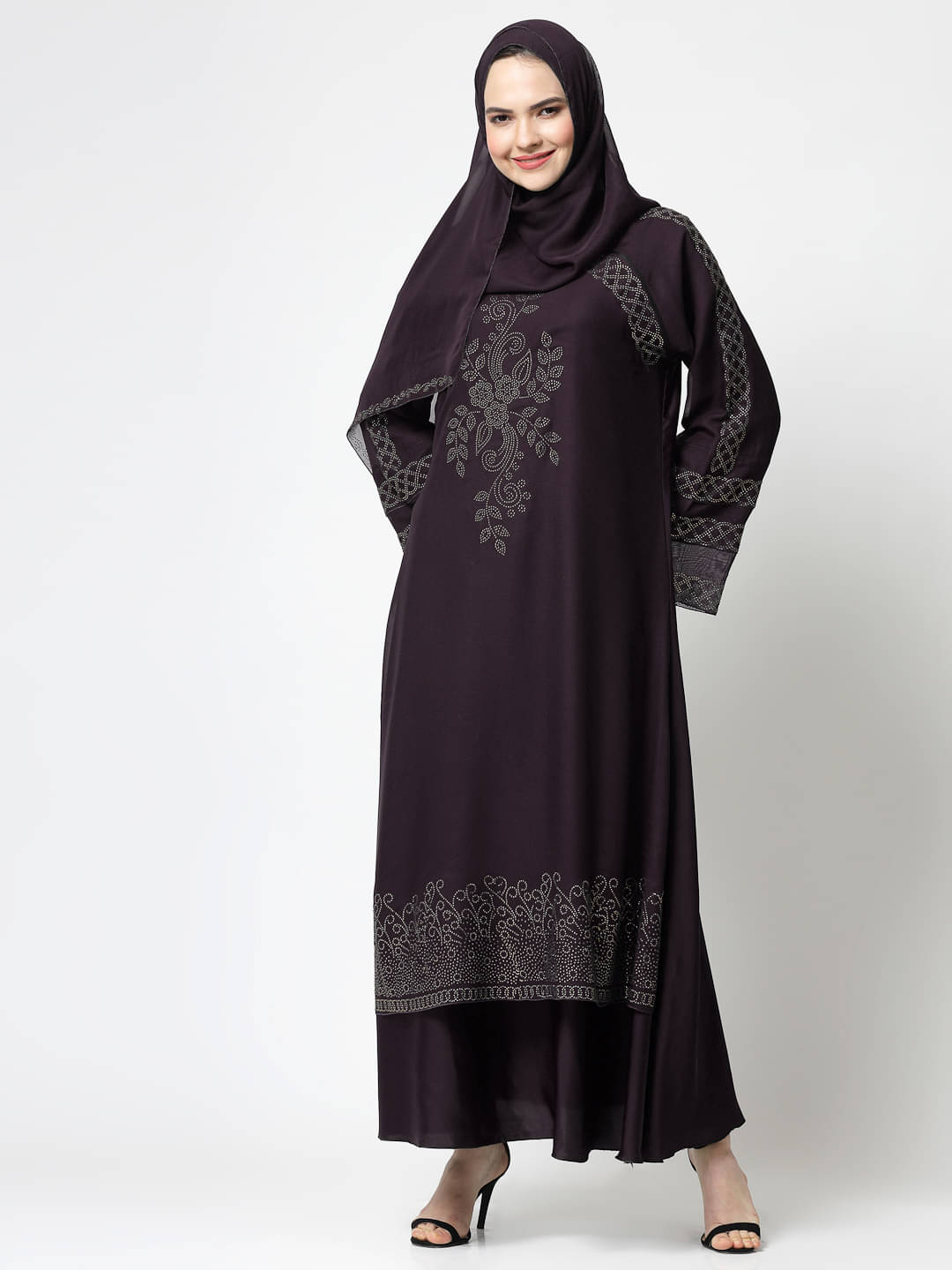 Klotthe Purple Polyester Unstitched Burqas without Hijab - Single Klotthe Purple Polyester Unstitched Burqas without Hijab - Single