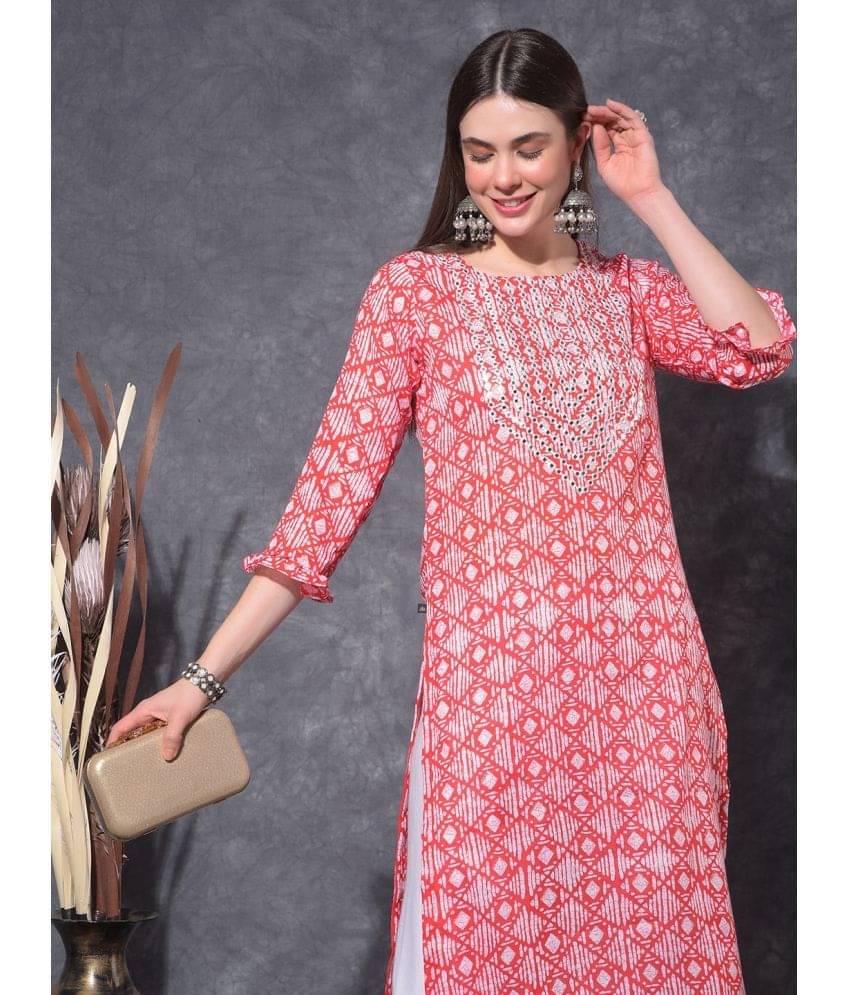 Mamoose Rayon Self Design Straight Women's Kurti - Red ( Pack of 1 ) Mamoose Rayon Self Design Straight Women's Kurti - Red ( Pack of 1 )