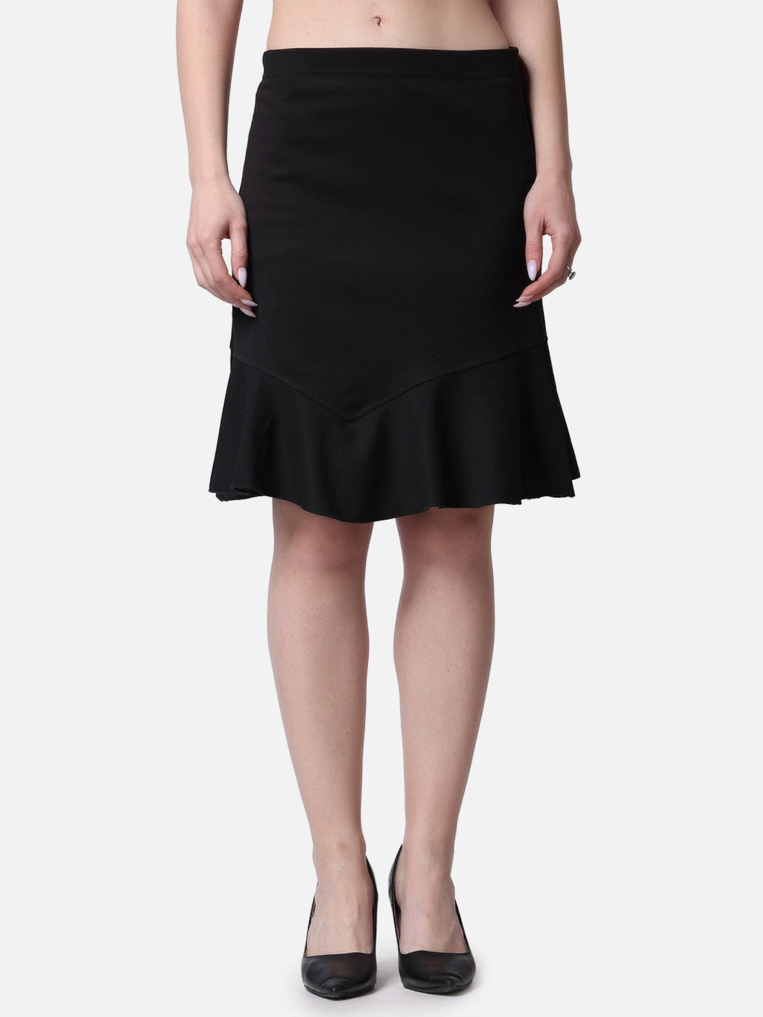     			POPWINGS Black Polyester Women's Flared Skirt ( Pack of 1 )