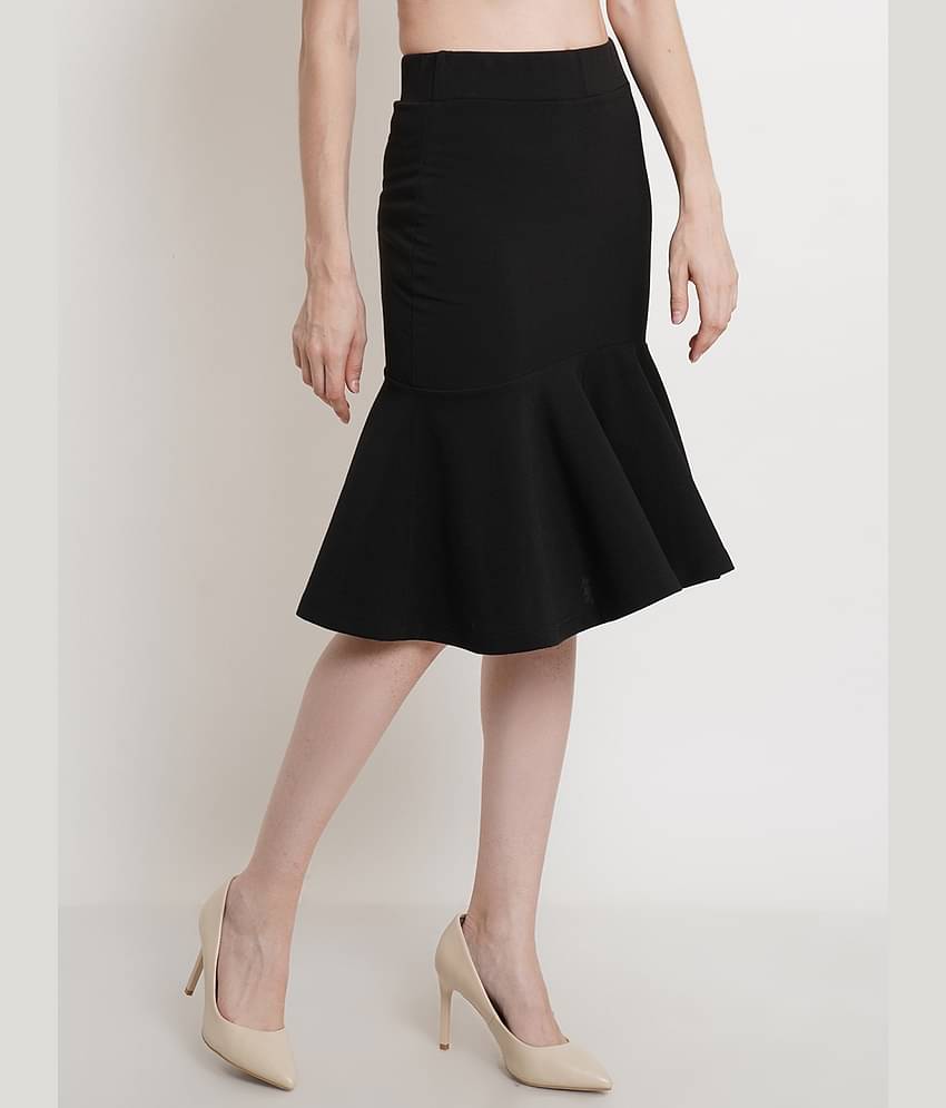POPWINGS Black Polyester Women's Flared Skirt ( Pack of 1 )