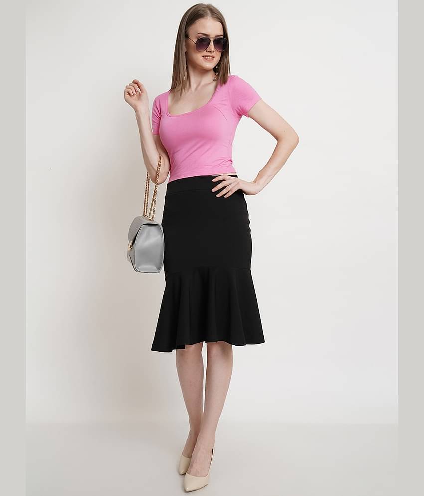 POPWINGS Black Polyester Women's Flared Skirt ( Pack of 1 )