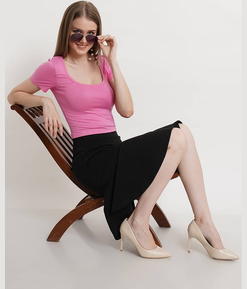 POPWINGS Black Polyester Women's Flared Skirt ( Pack of 1 )