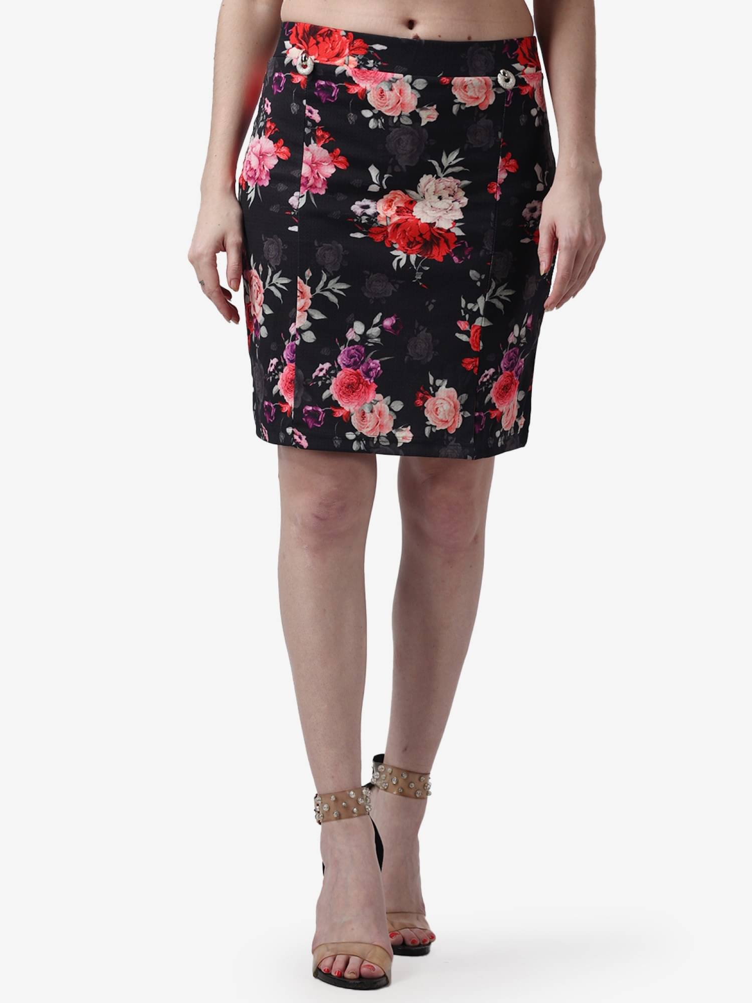     			POPWINGS Black Polyester Women's Straight Skirt ( Pack of 1 )