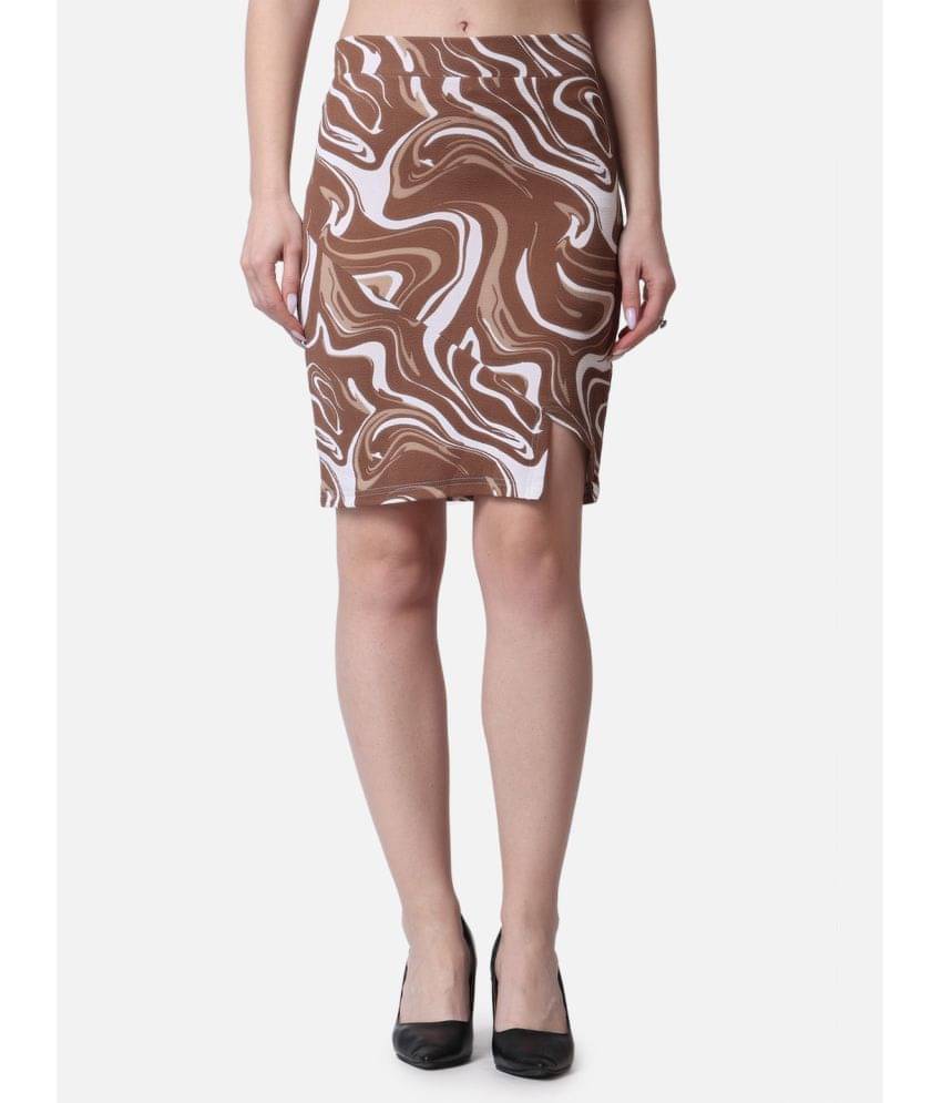     			POPWINGS Coffee Polyester Women's A-Line Skirt ( Pack of 1 )
