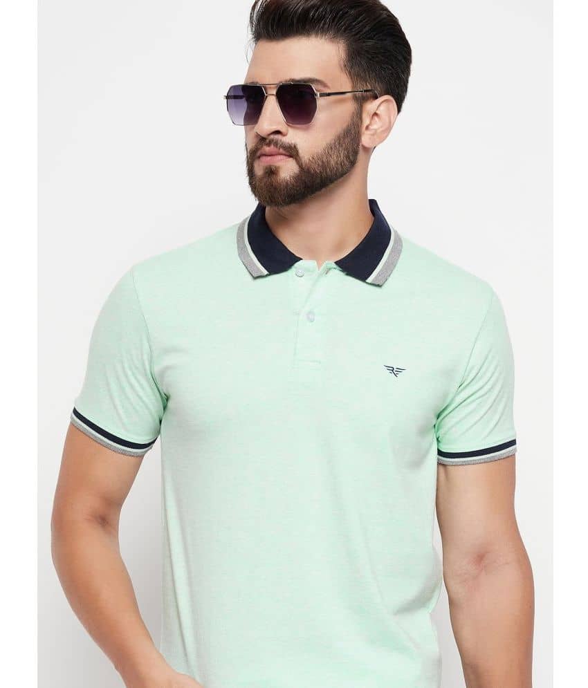 Riss Pack of 1 Polyester Regular Fit Self Design Half Sleeves Men's Polo T Shirt ( Olive )