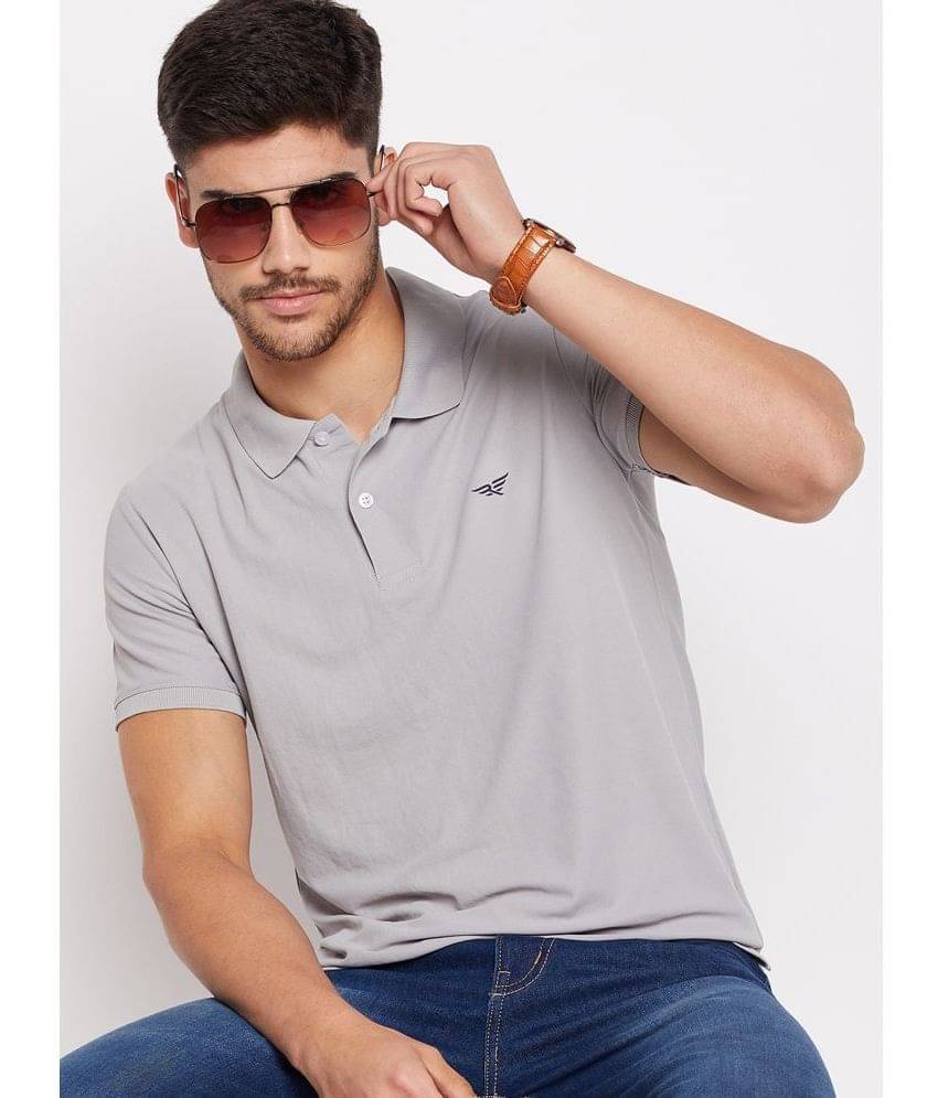     			Riss Pack of 1 Cotton Blend Regular Fit Solid Half Sleeves Men's Polo T Shirt ( Grey )