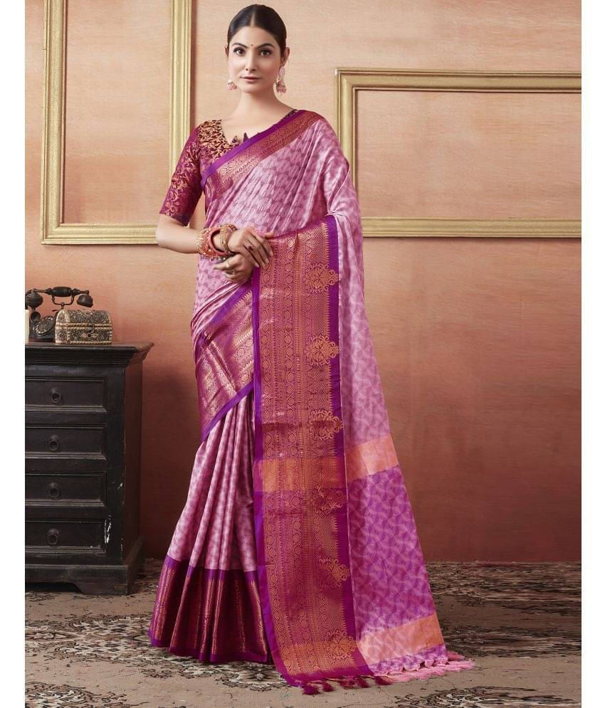 Samah Cotton Silk Self Design Saree With Unstitched Blouse Piece ( Fluorescent Pink ) Samah Cotton Silk Self Design Saree With Unstitched Blouse Piece ( Fluorescent Pink )