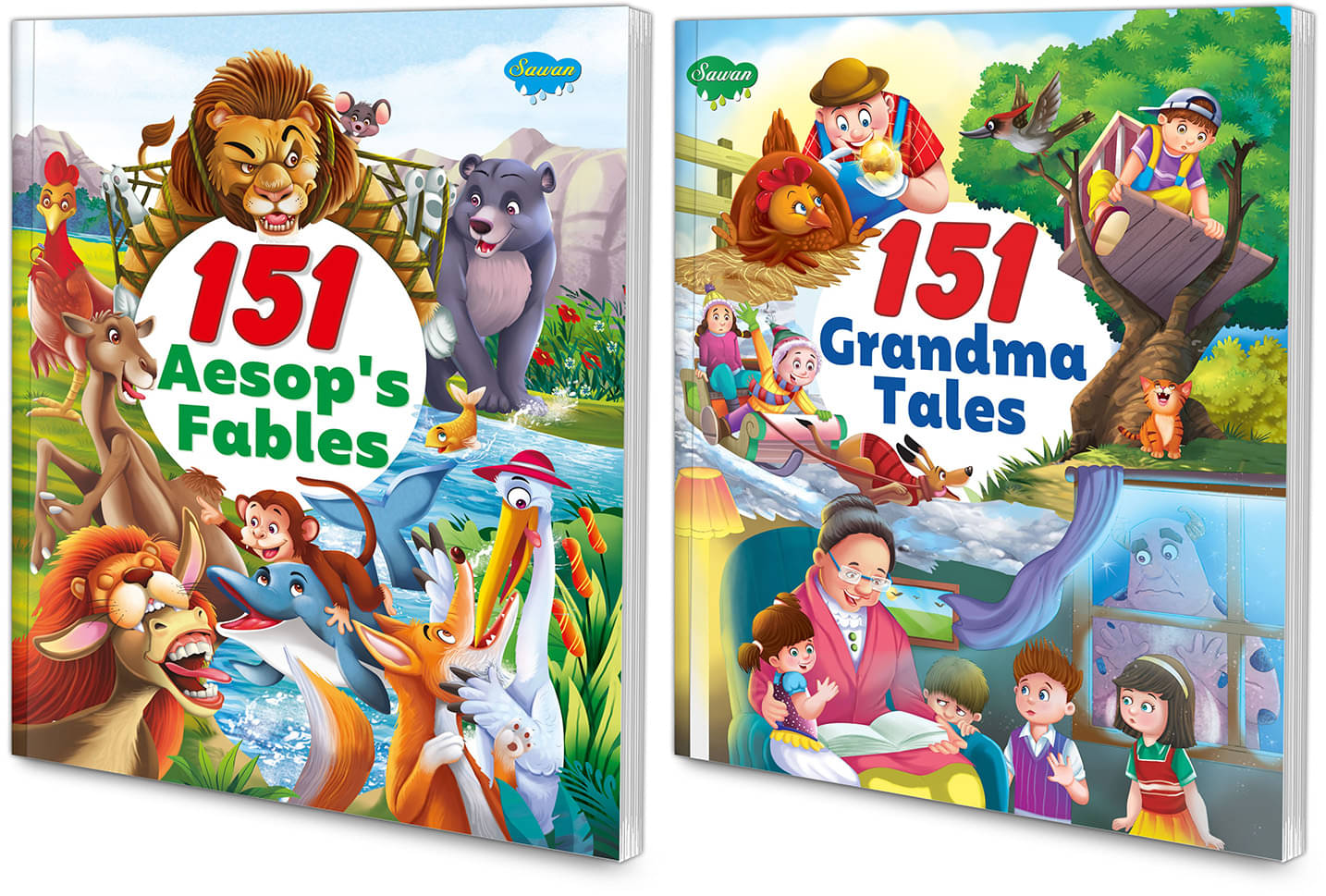 Sawan Present Set Of 2 Story Books | 151 Series | Aesop Fable & Grandma Tales     			Sawan Present Set Of 2 Story Books | 151 Series | Aesop Fable & Grandma Tales