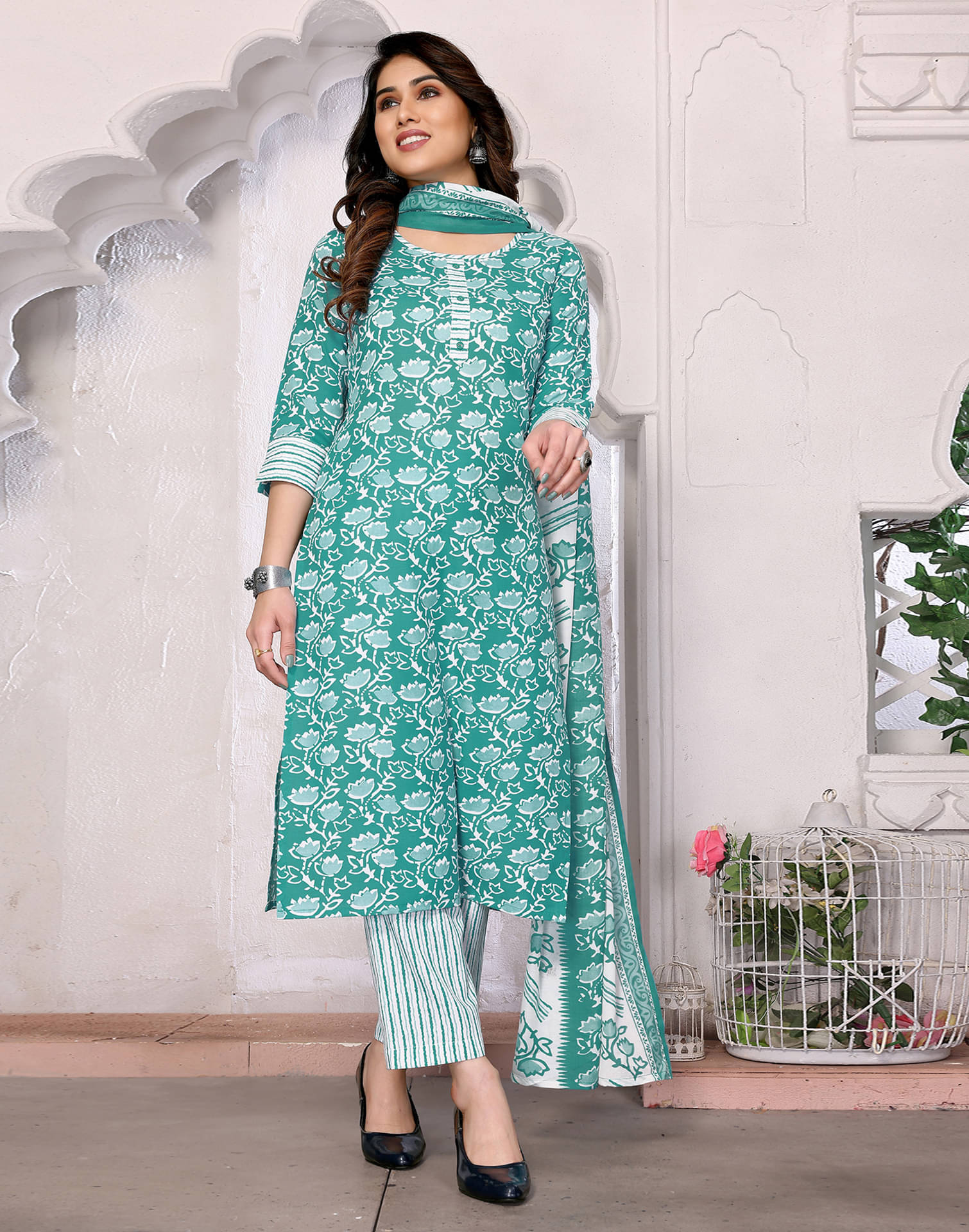 Skylee Rayon Embellished Kurti With Pants Women's Stitched Salwar Suit - Turquoise ( Pack of 1 ) Skylee Rayon Embellished Kurti With Pants Women's Stitched Salwar Suit - Turquoise ( Pack of 1 )