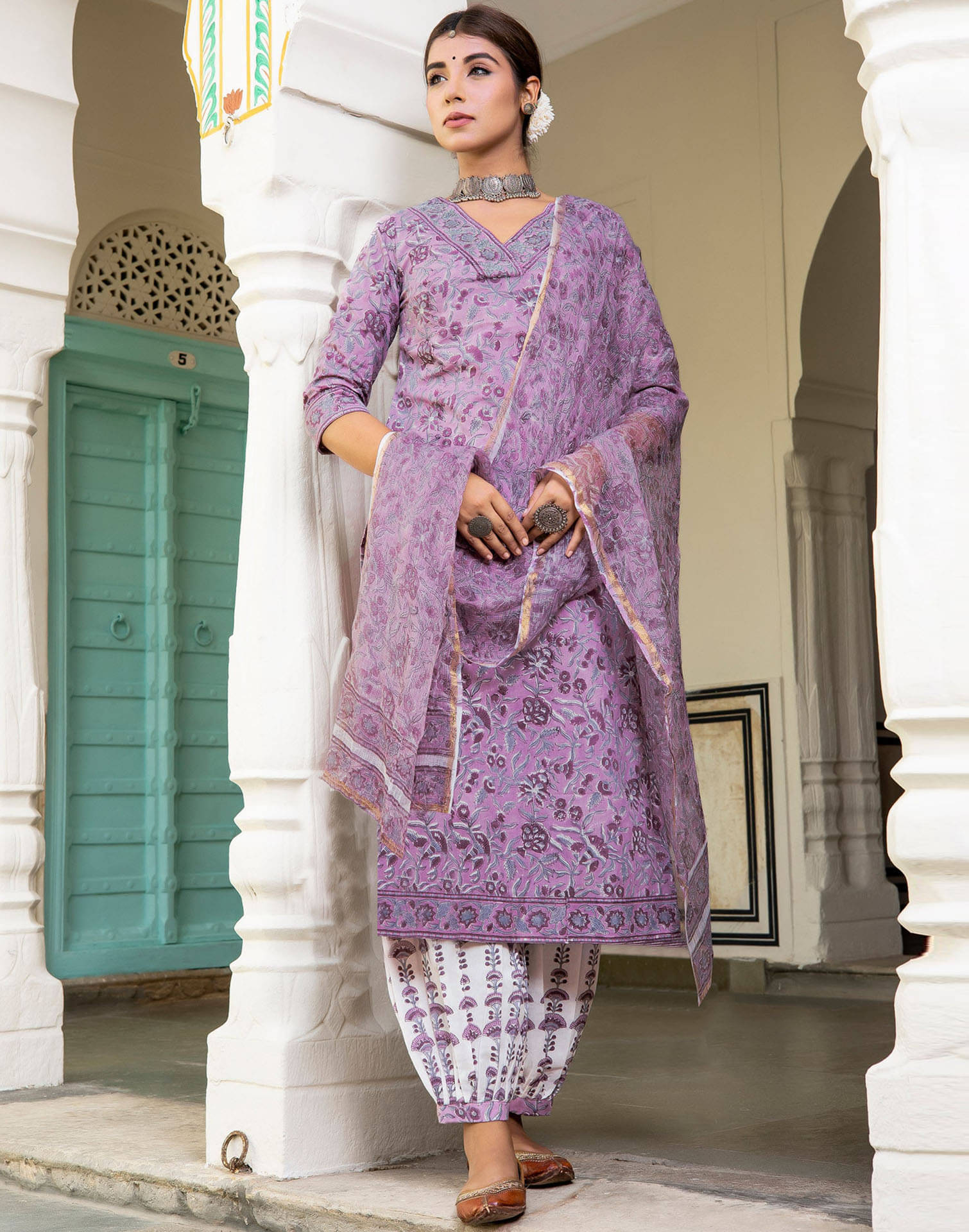     			Skylee Rayon Embellished Kurti With Pants Women's Stitched Salwar Suit - Purple ( Pack of 1 )