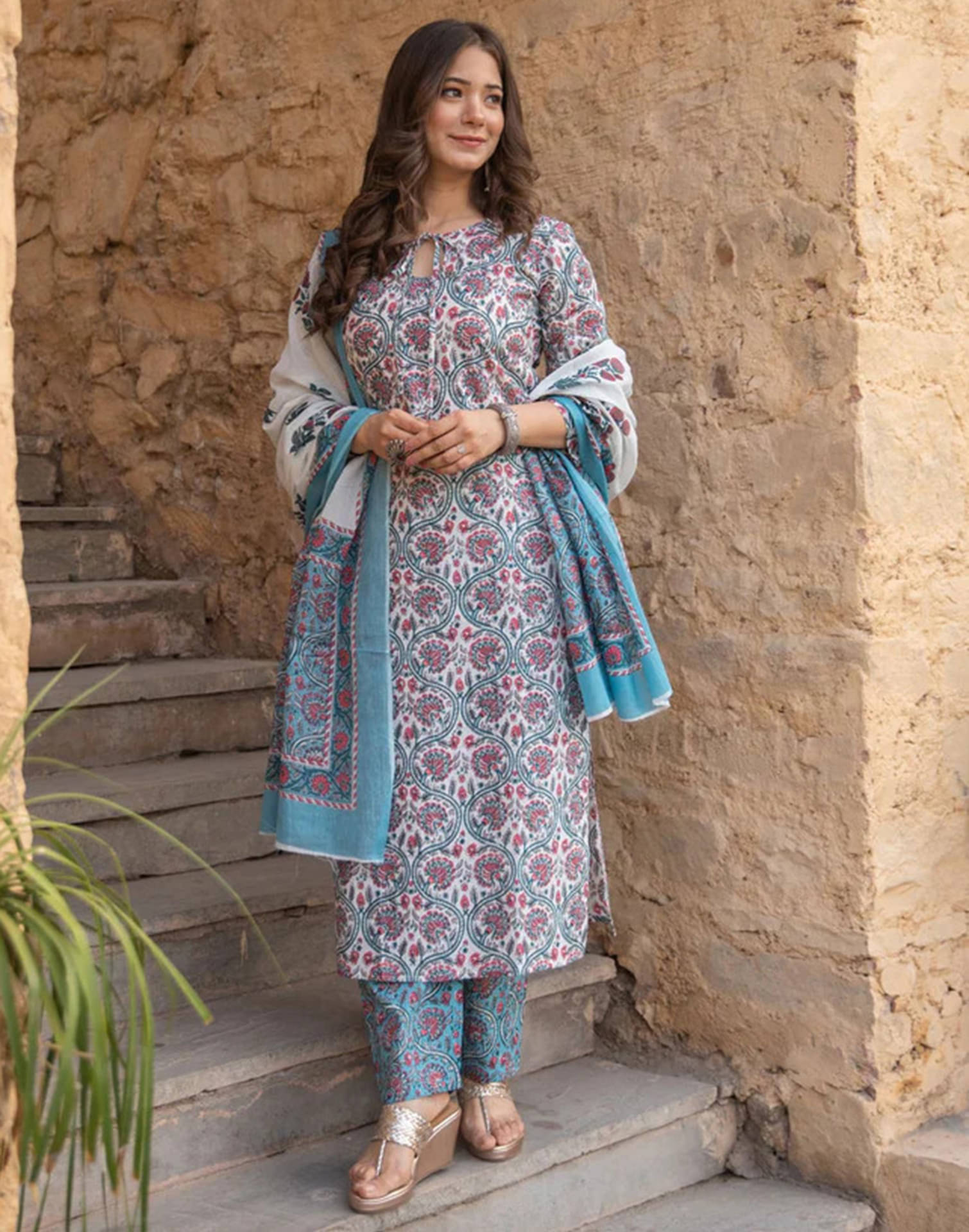     			Skylee Rayon Printed Kurti With Pants Women's Stitched Salwar Suit - Multicoloured ( Pack of 1 )
