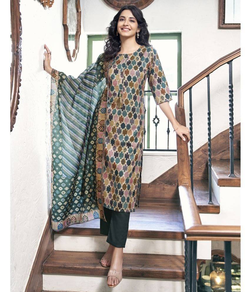     			Skylee Rayon Printed Kurti With Pants Women's Stitched Salwar Suit - Multicoloured ( Pack of 1 )