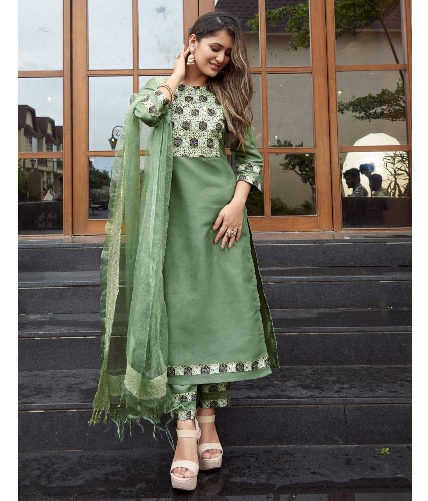 Skylee Silk Blend Printed Kurti With Pants Women's Stitched Salwar Suit - Mint Green ( Pack of 1 ) Skylee Silk Blend Printed Kurti With Pants Women's Stitched Salwar Suit - Mint Green ( Pack of 1 )