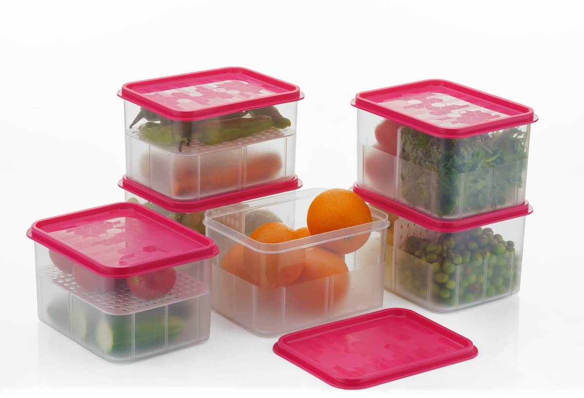     			analog kichenware Fruit AND Vegetable Plastic Pink Multi-Purpose Container ( Set of 6 )